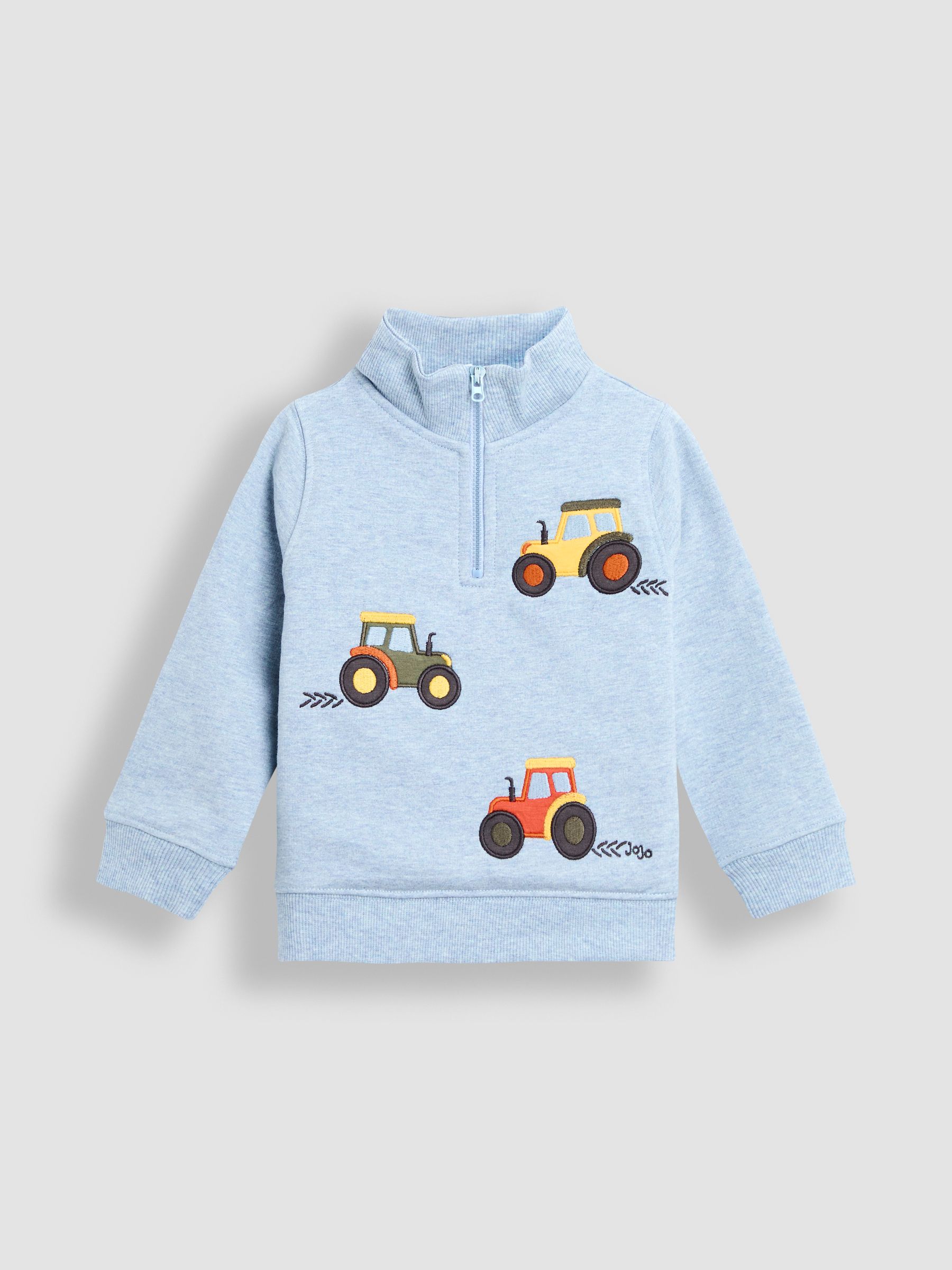 Blue Tractor Applique Half-Zip Sweatshirt - Image 1 of 3