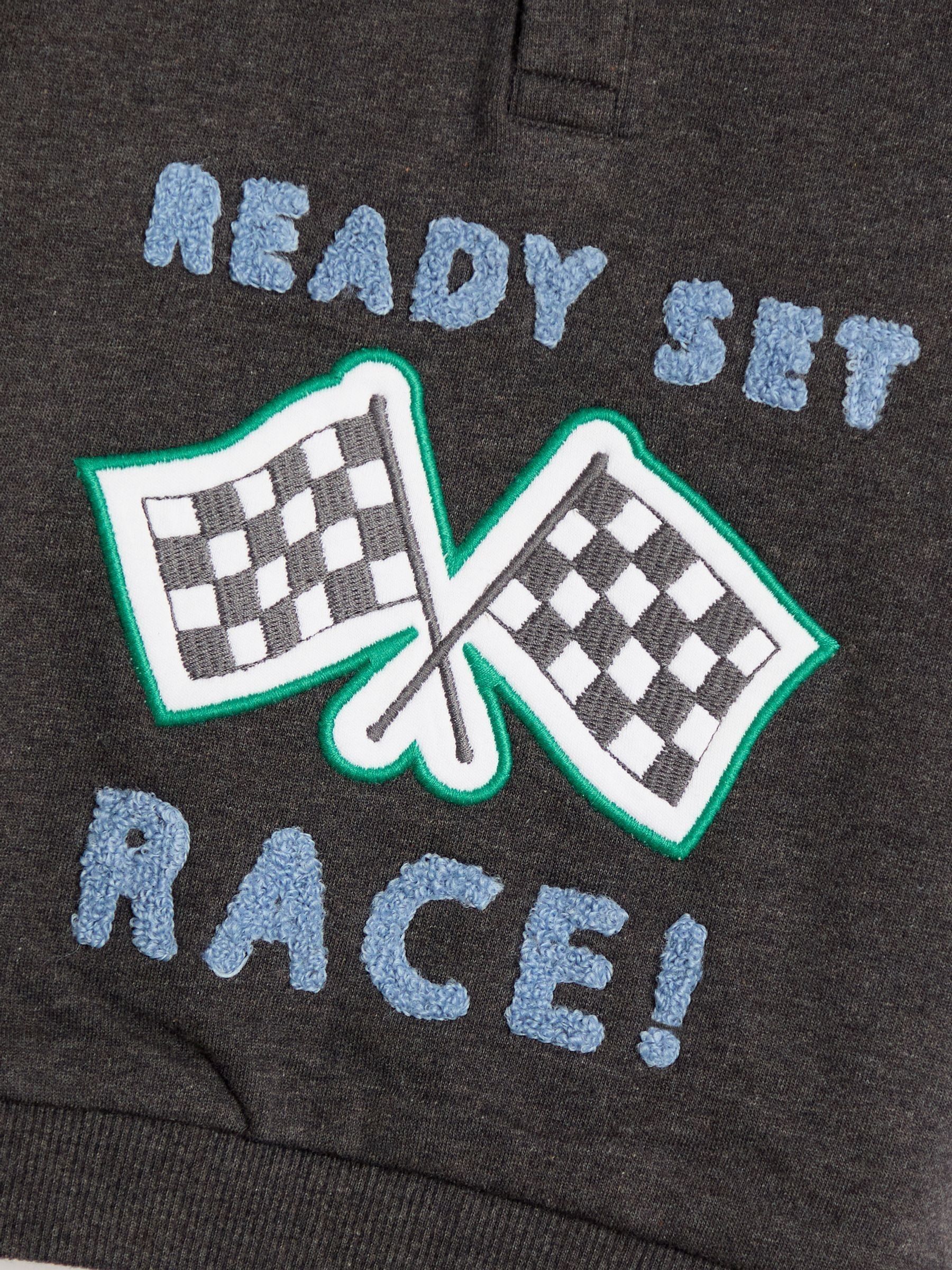 Charcoal Grey Ready Set Race Appliqué Drop Shoulder Sweatshirt - Image 6 of 8