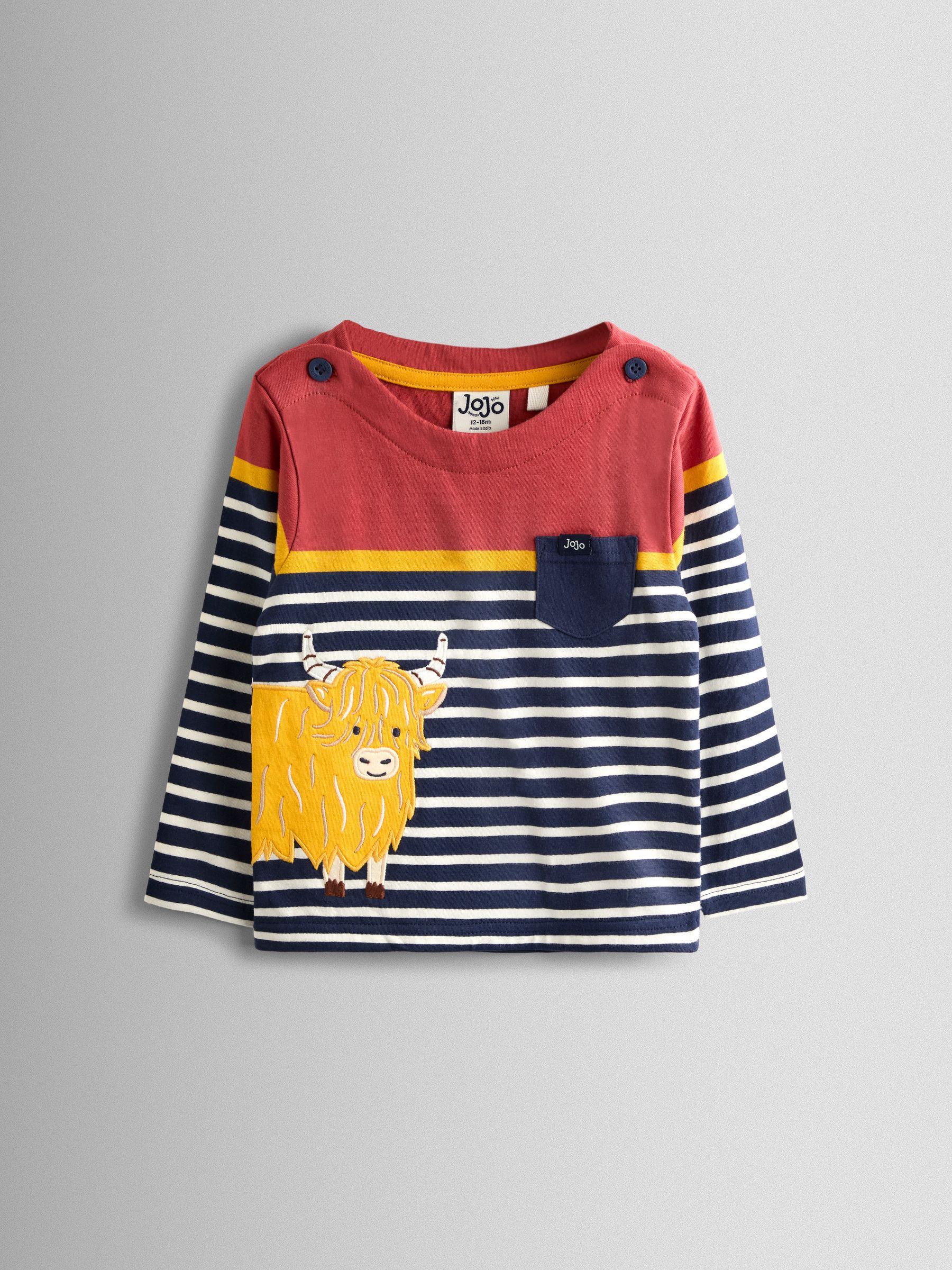 Navy Blue Highland Cow Stripe Top - Image 1 of 4