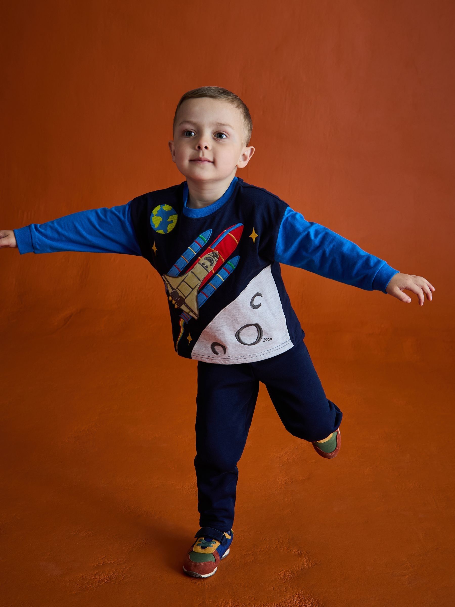 Navy Blue 2-Piece Appliqué Top & Leggings Set - Image 1 of 2