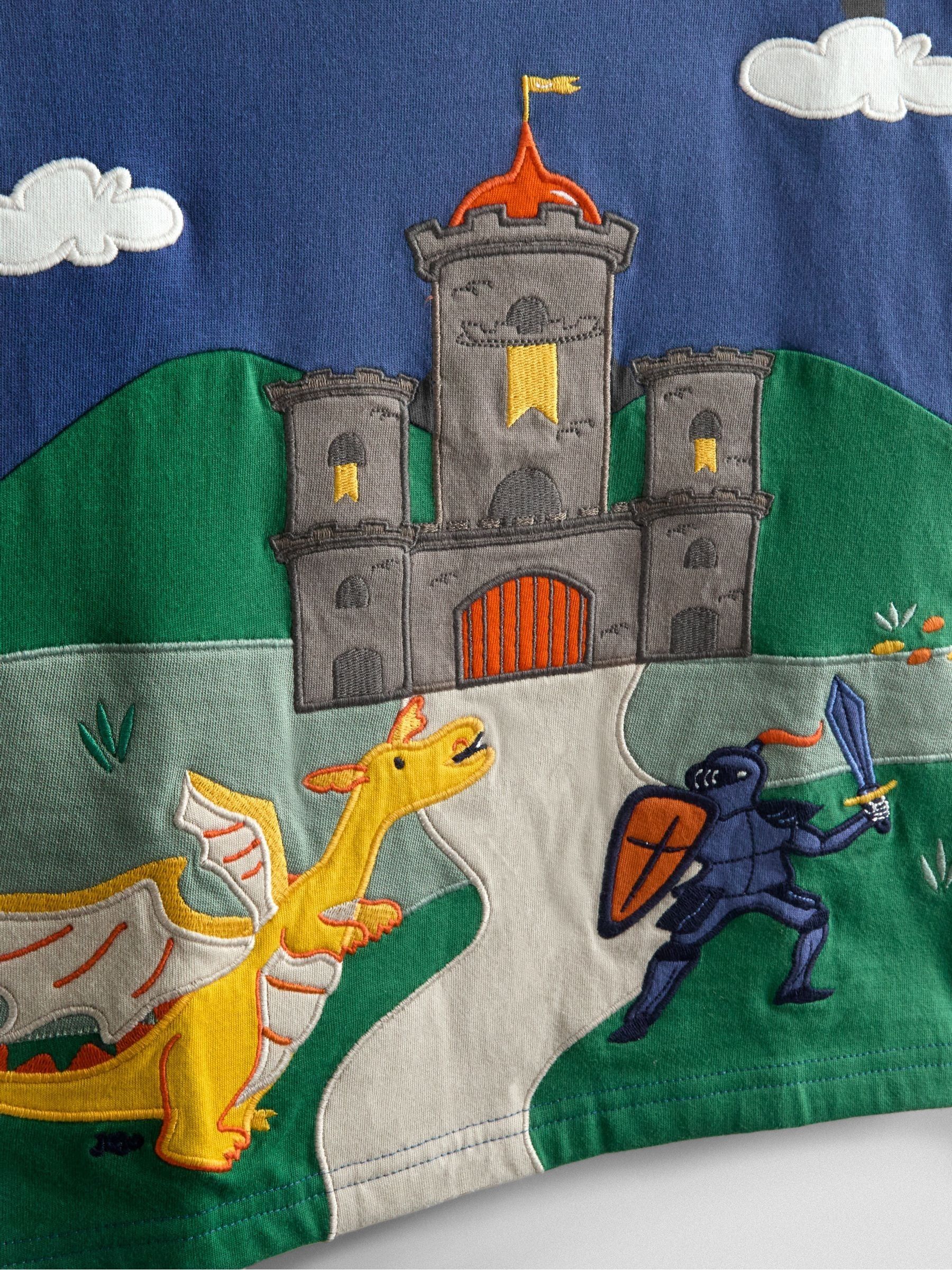Indigo Blue Dragon Appliqué Scene Top - Image 3 of 3