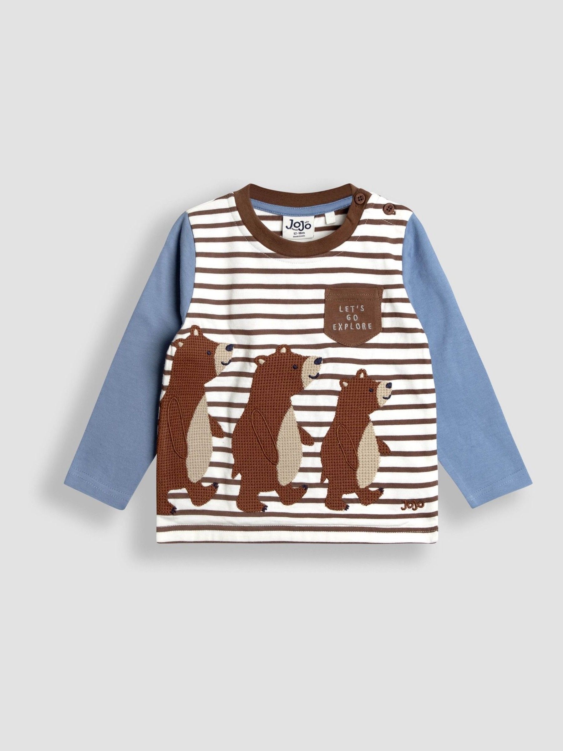 Brown Bear Appliqué & Embroidered Pocket Top - Image 1 of 3