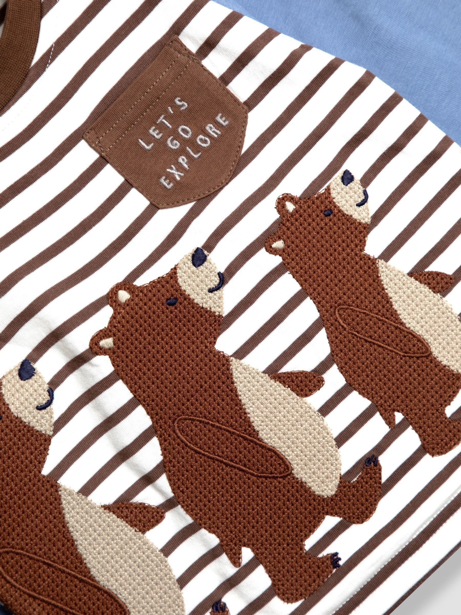 Brown Bear Appliqué & Embroidered Pocket Top - Image 2 of 3