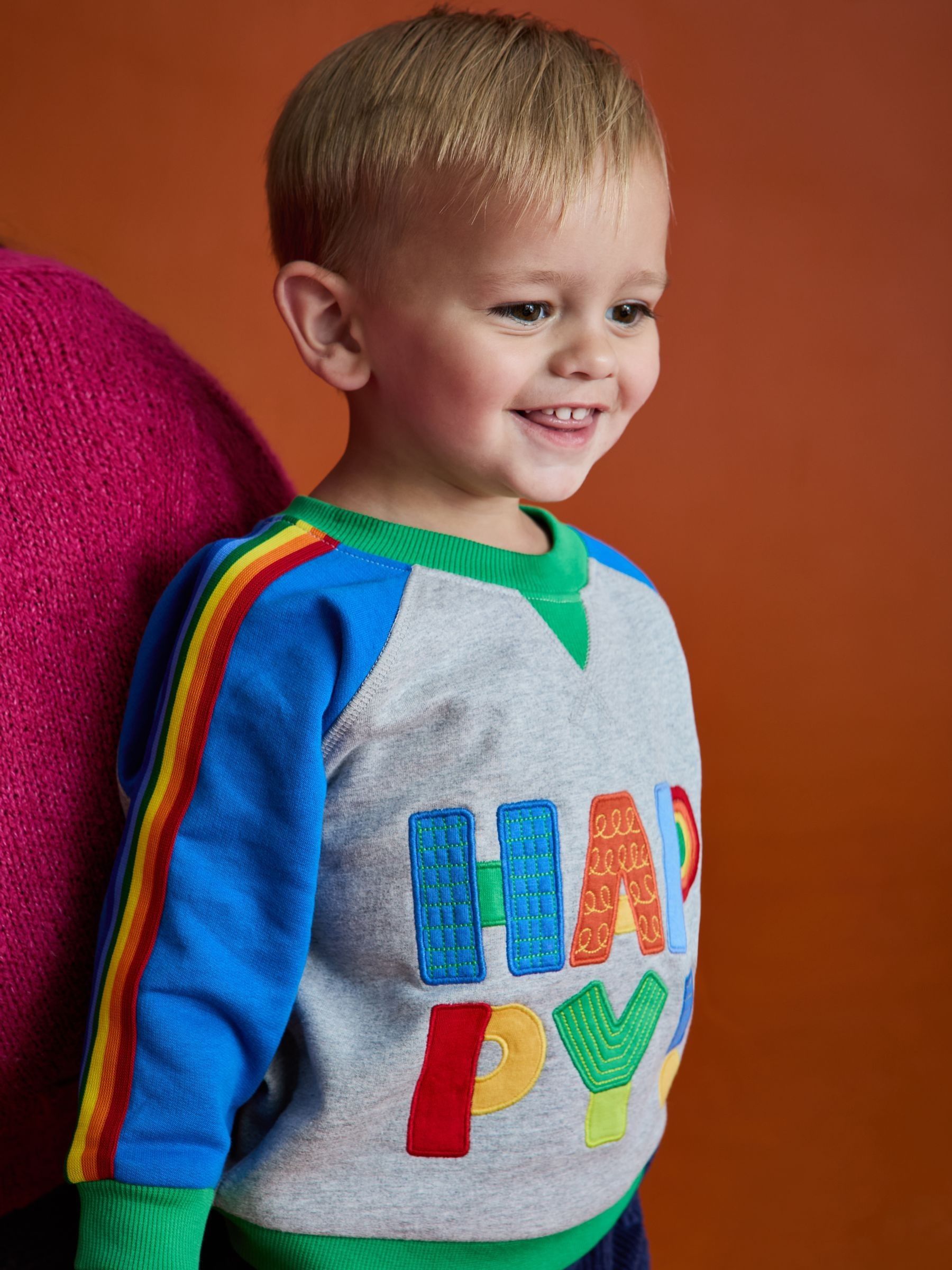 Rainbow Happy Appliqué Drop Shoulder Sweatshirt - Image 5 of 6