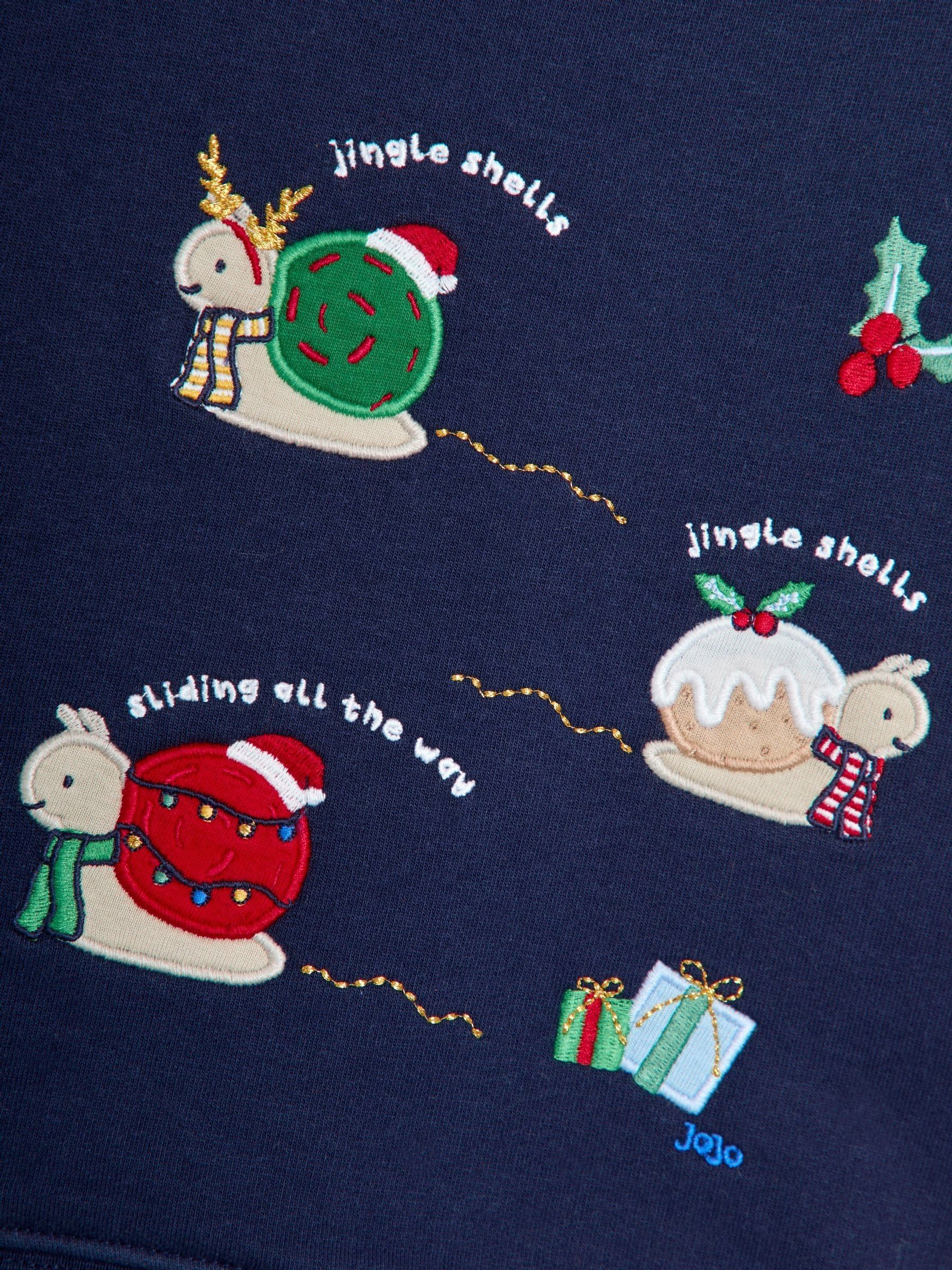 Navy Blue Christmas Snails Appliqué Sweatshirt - Image 4 of 4