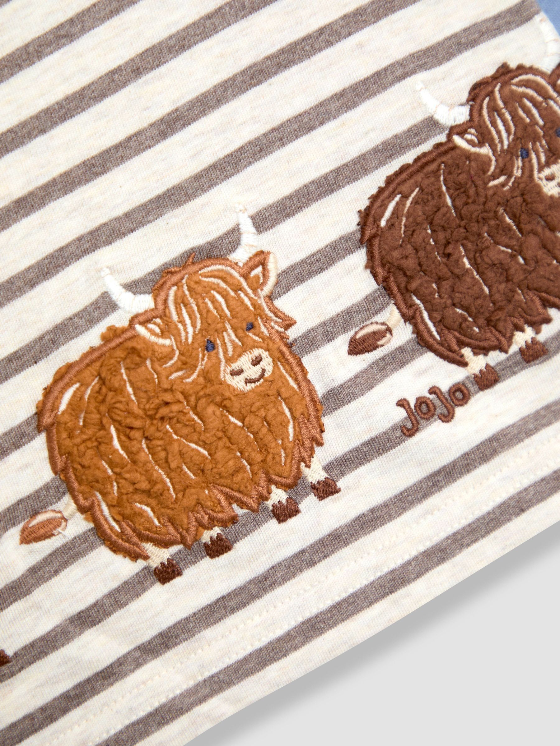 Blue Highland Cow Appliqué & Embroidered Pocket Top - Image 2 of 4