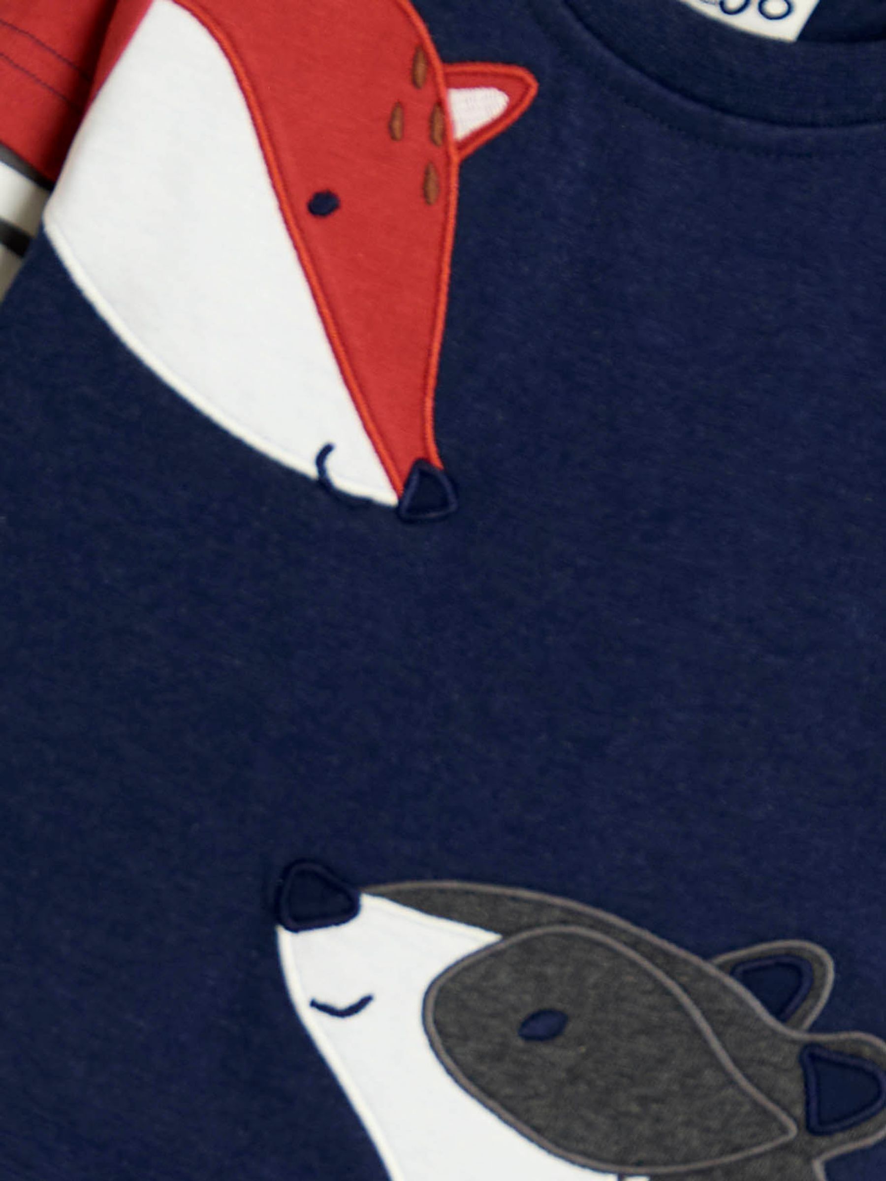 Navy Blue Fox & Badger Mock Sleeve Appliqué Top - Image 2 of 3