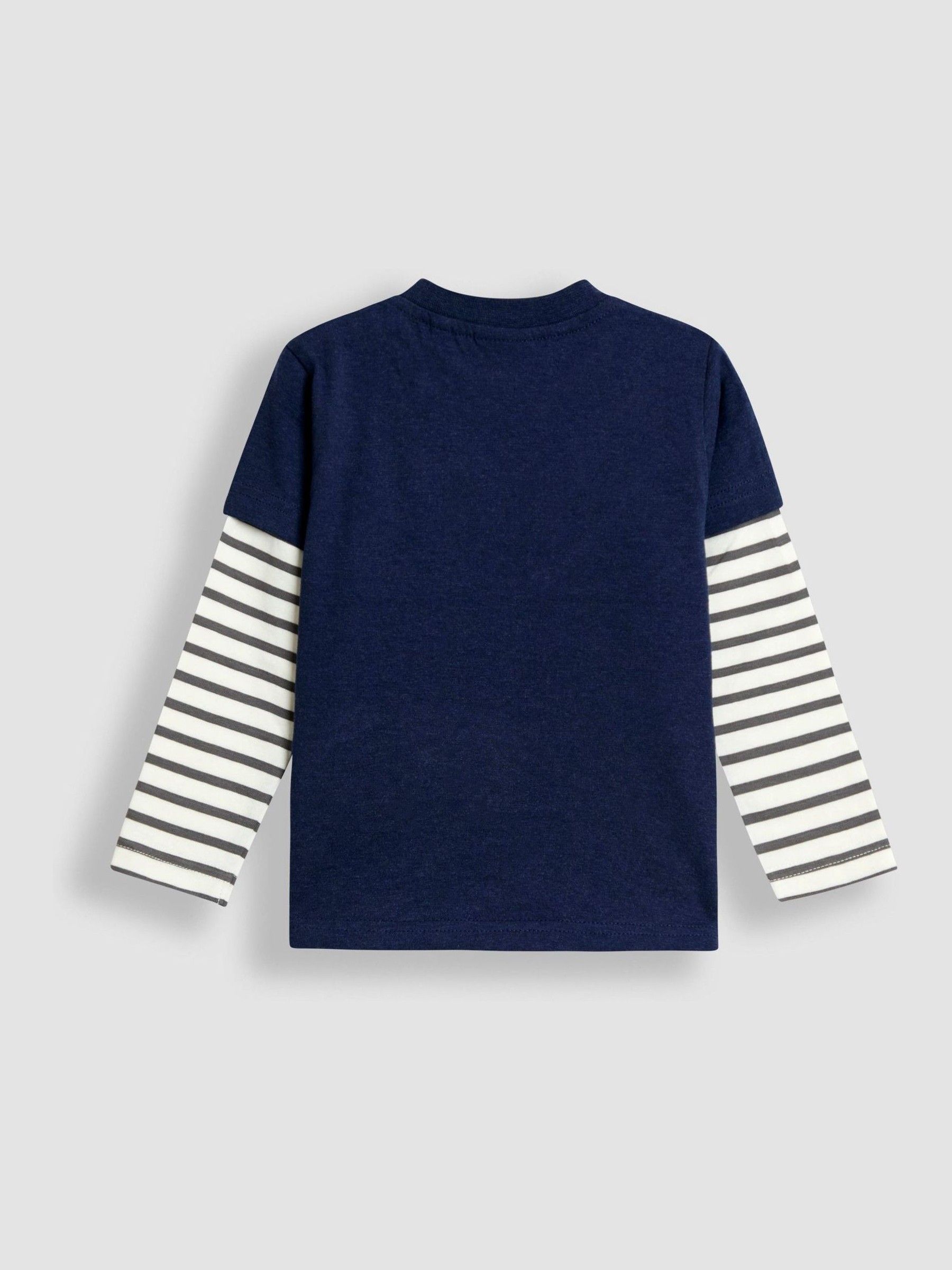 Navy Blue Fox & Badger Mock Sleeve Appliqué Top - Image 3 of 3