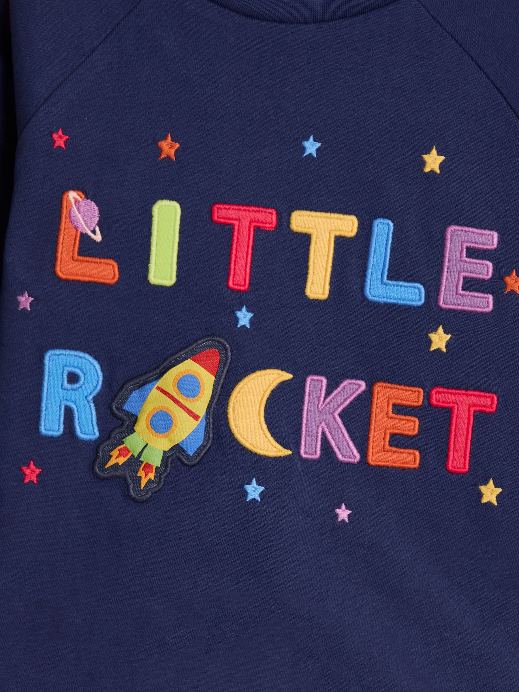 Navy Blue Rocket Rainbow Trim Appliqué Top - Image 4 of 6