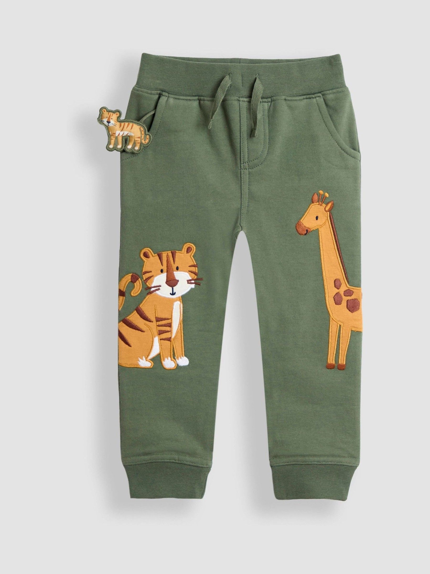 Khaki Green Safari Appliqué Joggers - Image 1 of 3