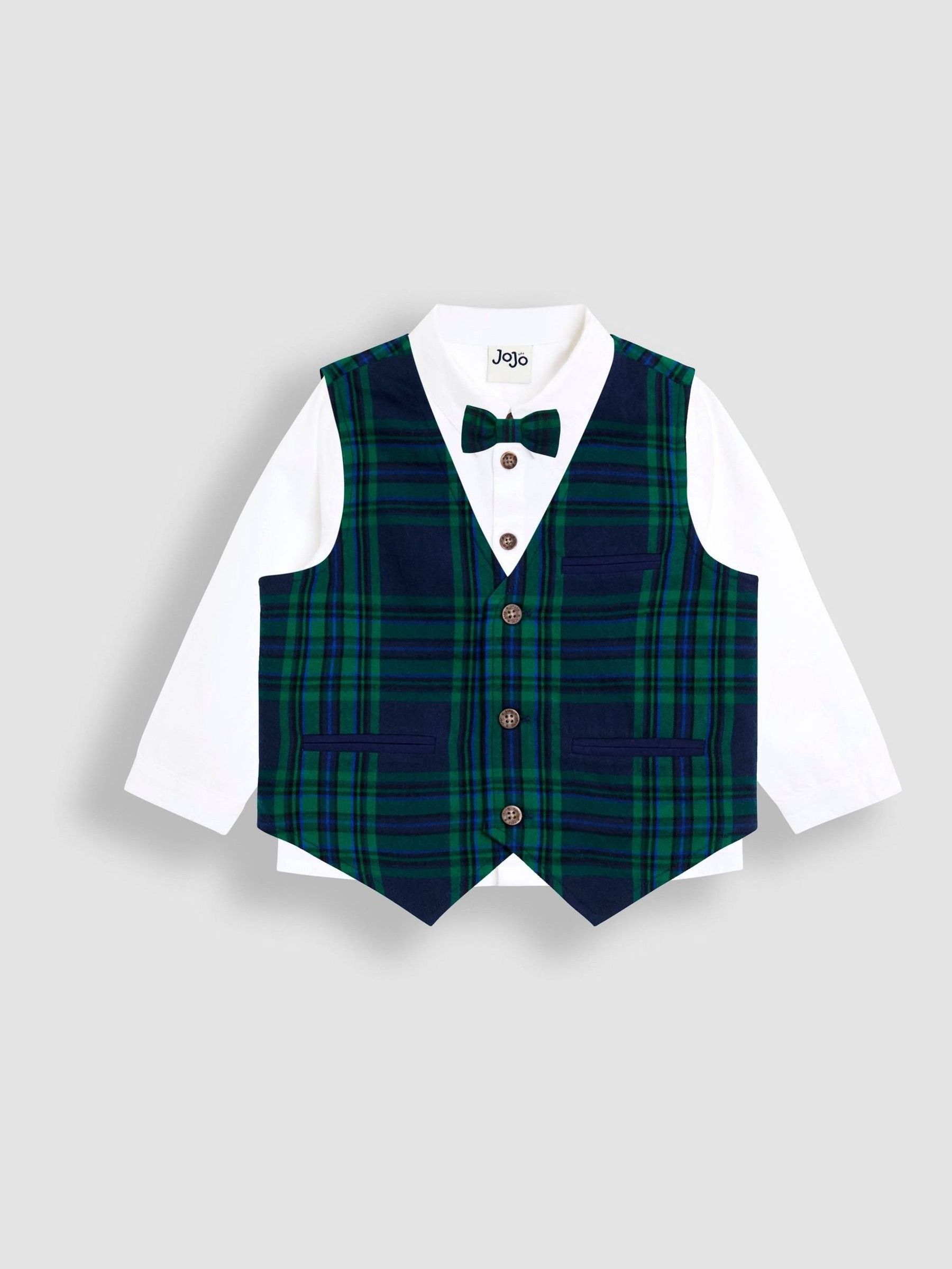 Navy Blue 3-Piece Bow Tie Waistcoat & Shirt Set - Image 1 of 6