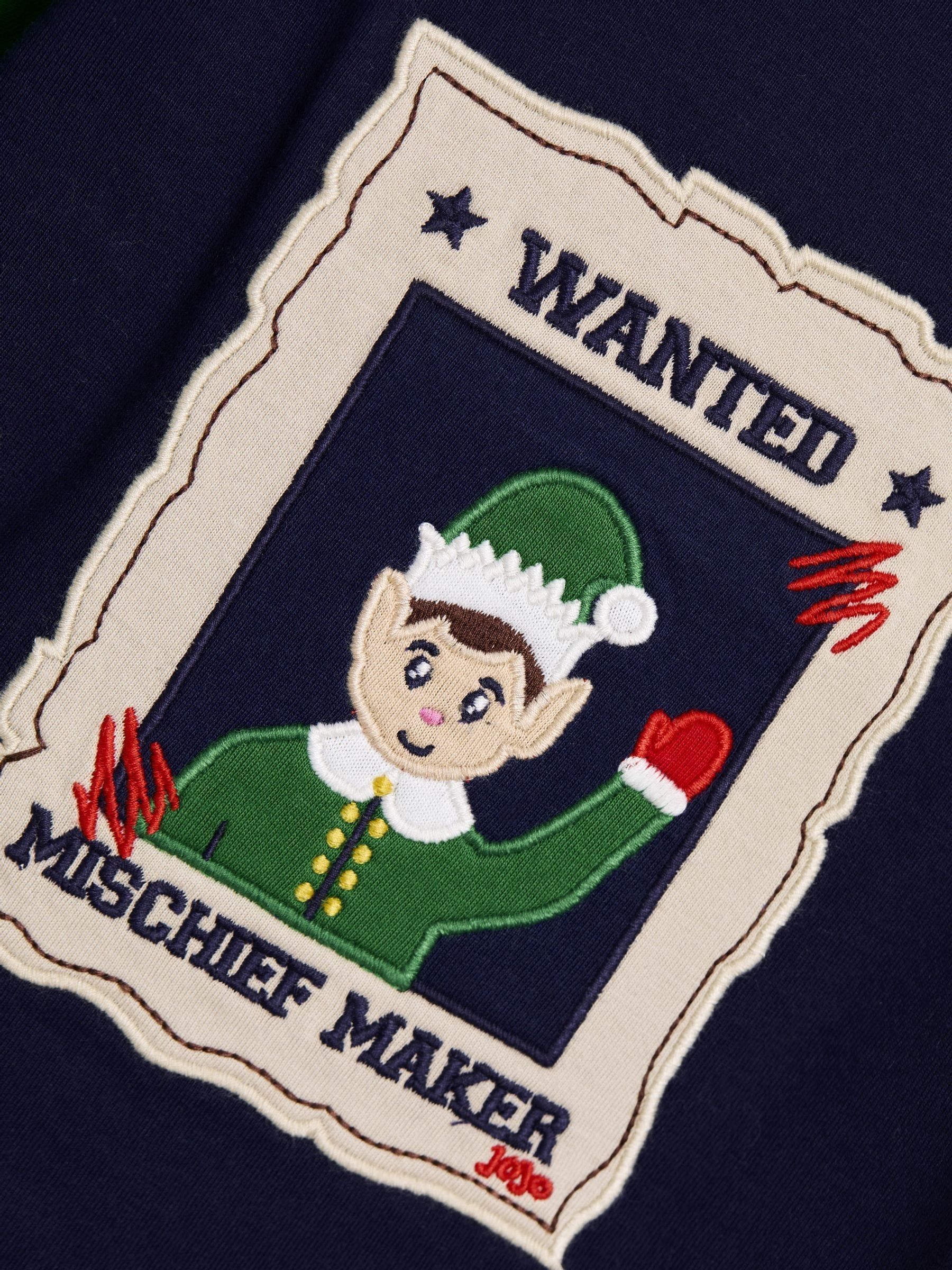 Navy Blue Elf Wanted Christmas Appliqué Top - Image 5 of 5