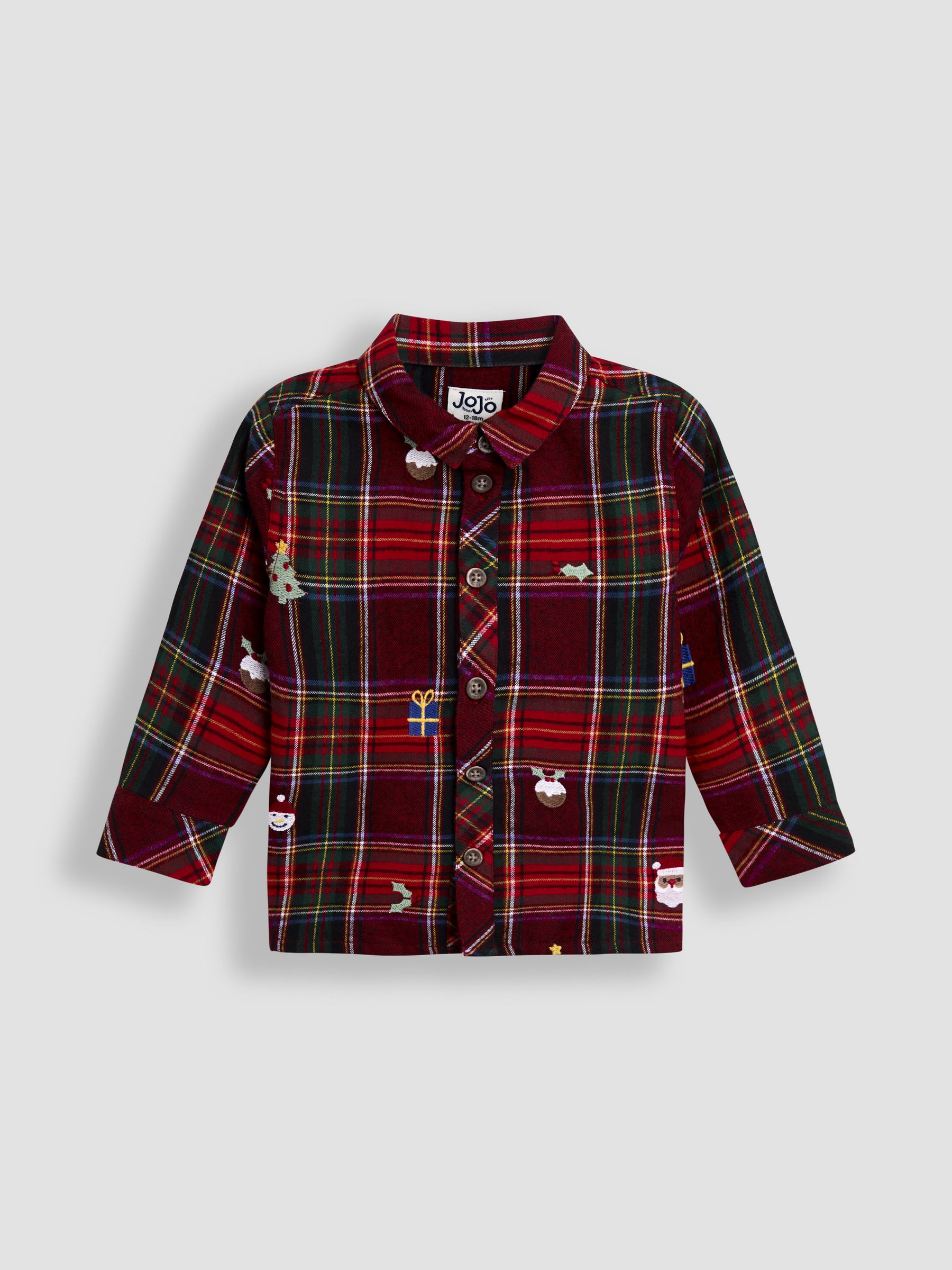 Red Embroidered Check Christmas Shirt - Image 1 of 4