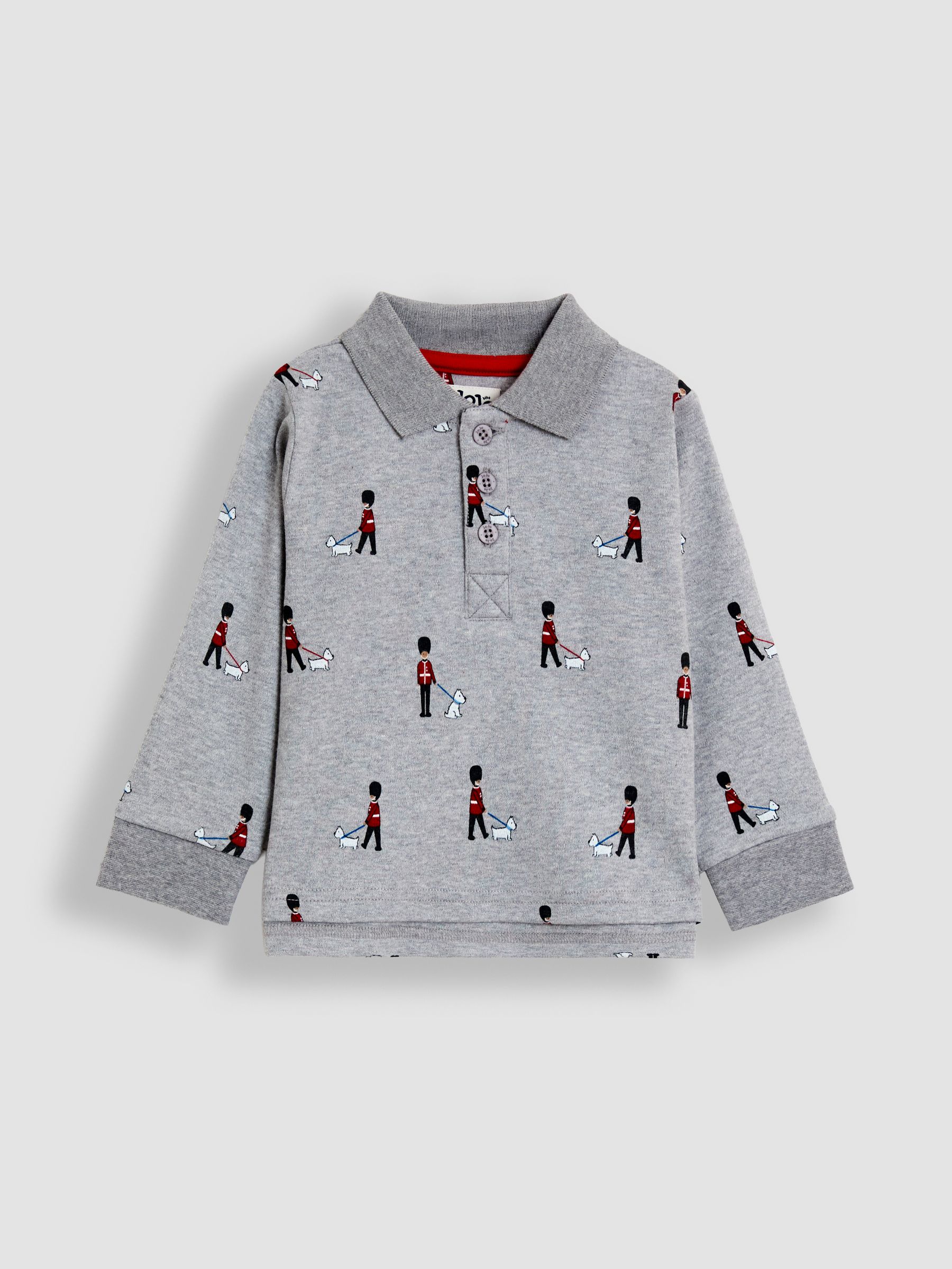 Grey Printed Polo Shirt - Image 1 of 3
