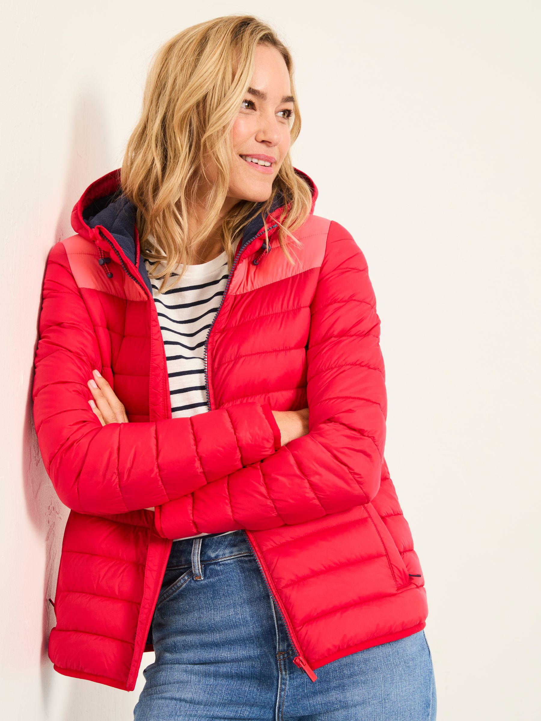 Red Garnet Colourblock Puffer Jacket FatFace