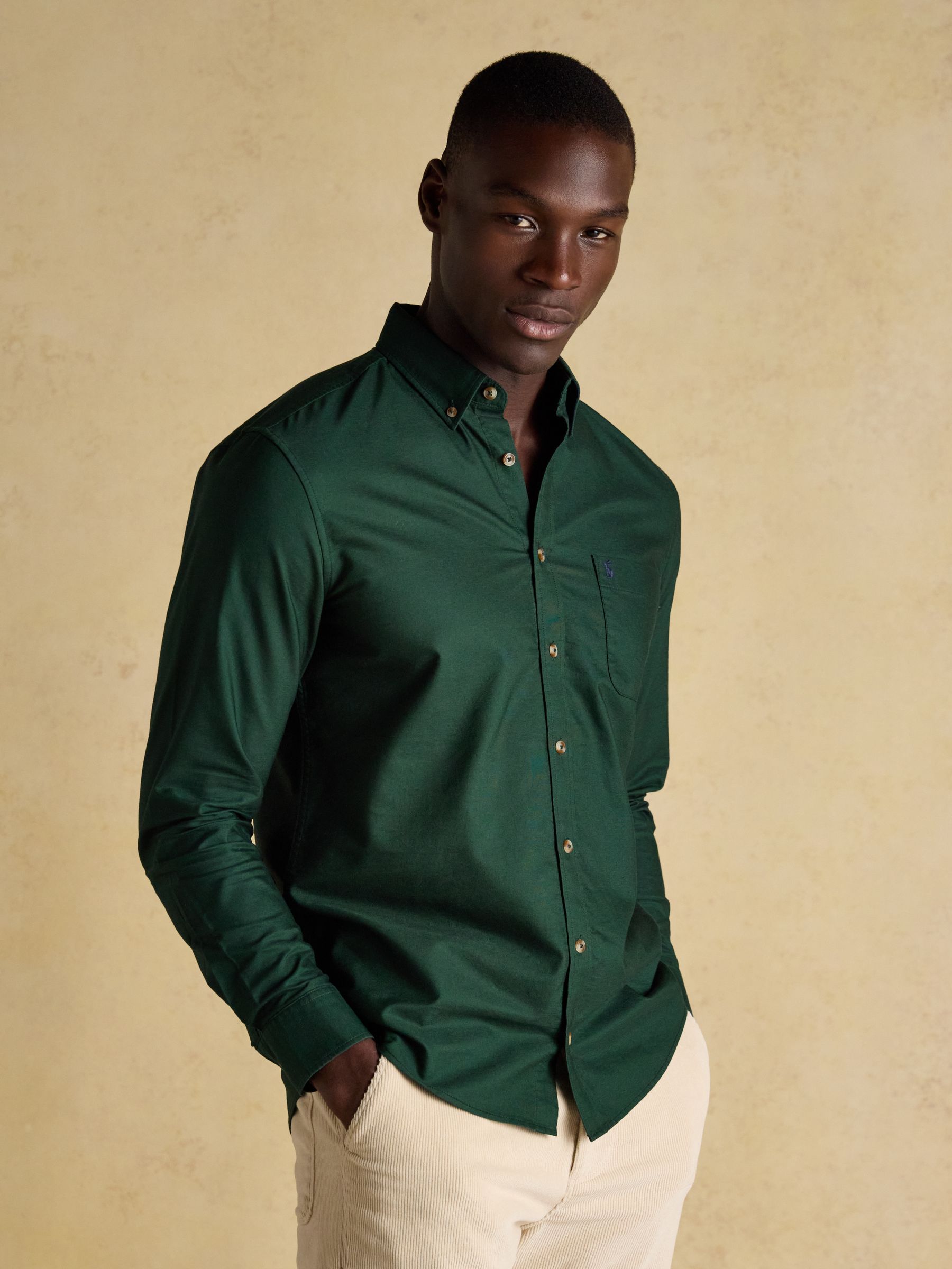Oxford Classic Fit Dark Green Long Sleeve Cotton Shirt - Image 1 of 10