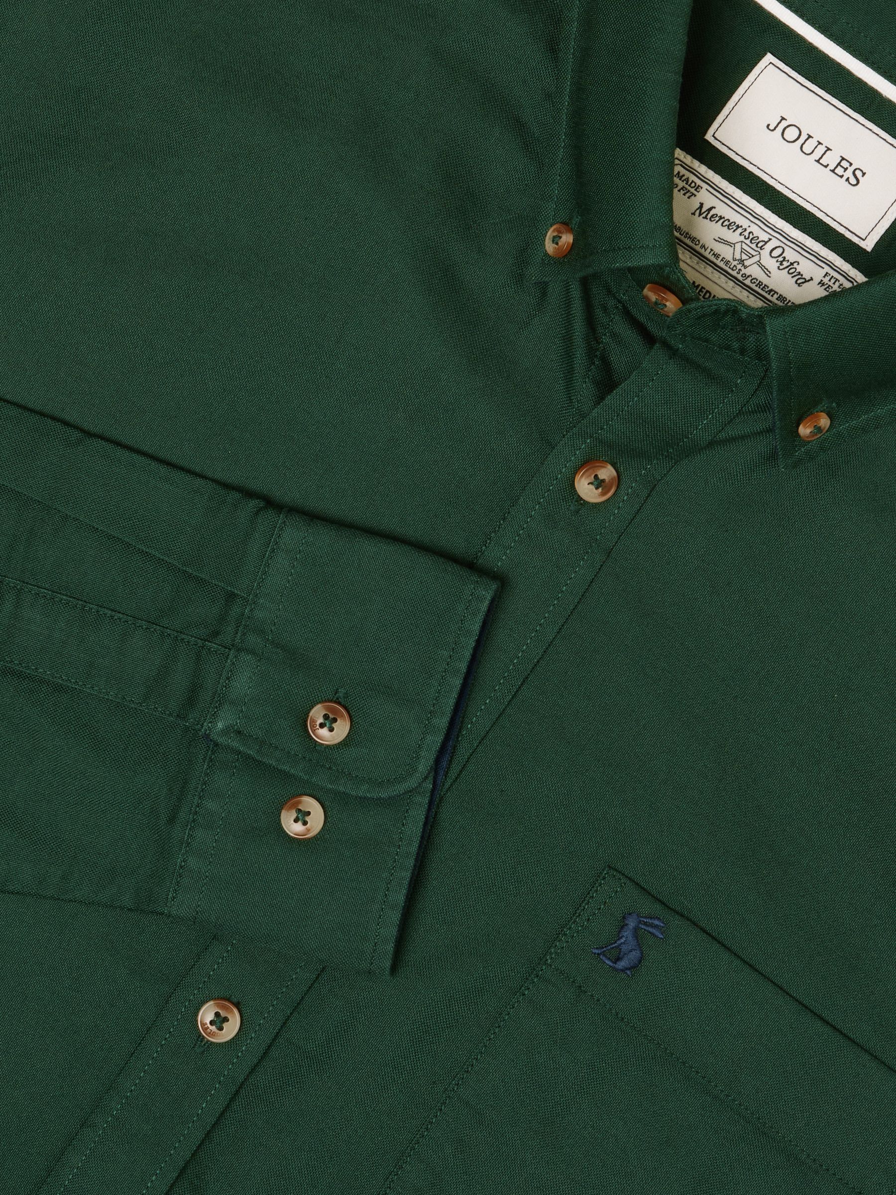 Oxford Classic Fit Dark Green Long Sleeve Cotton Shirt - Image 2 of 10