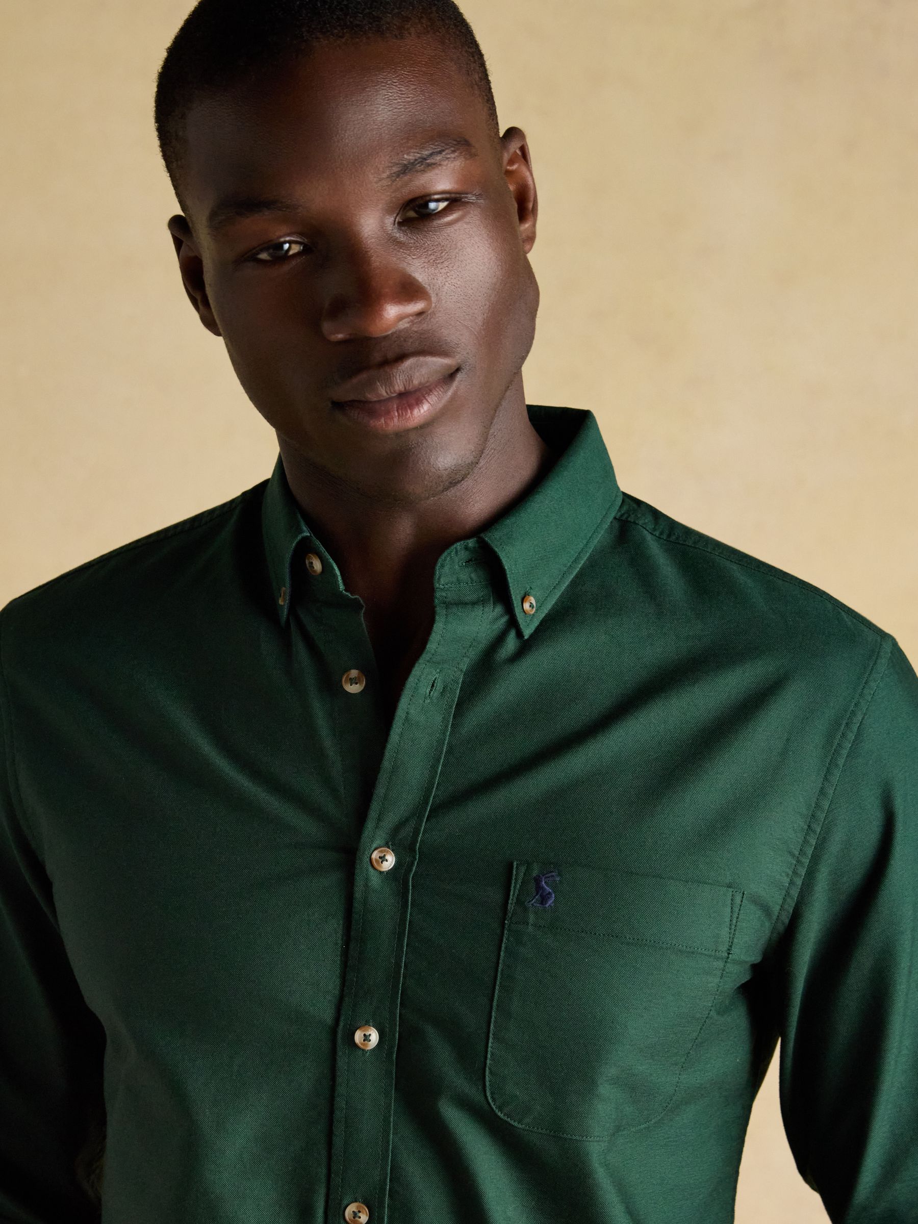 Oxford Classic Fit Dark Green Long Sleeve Cotton Shirt - Image 4 of 10