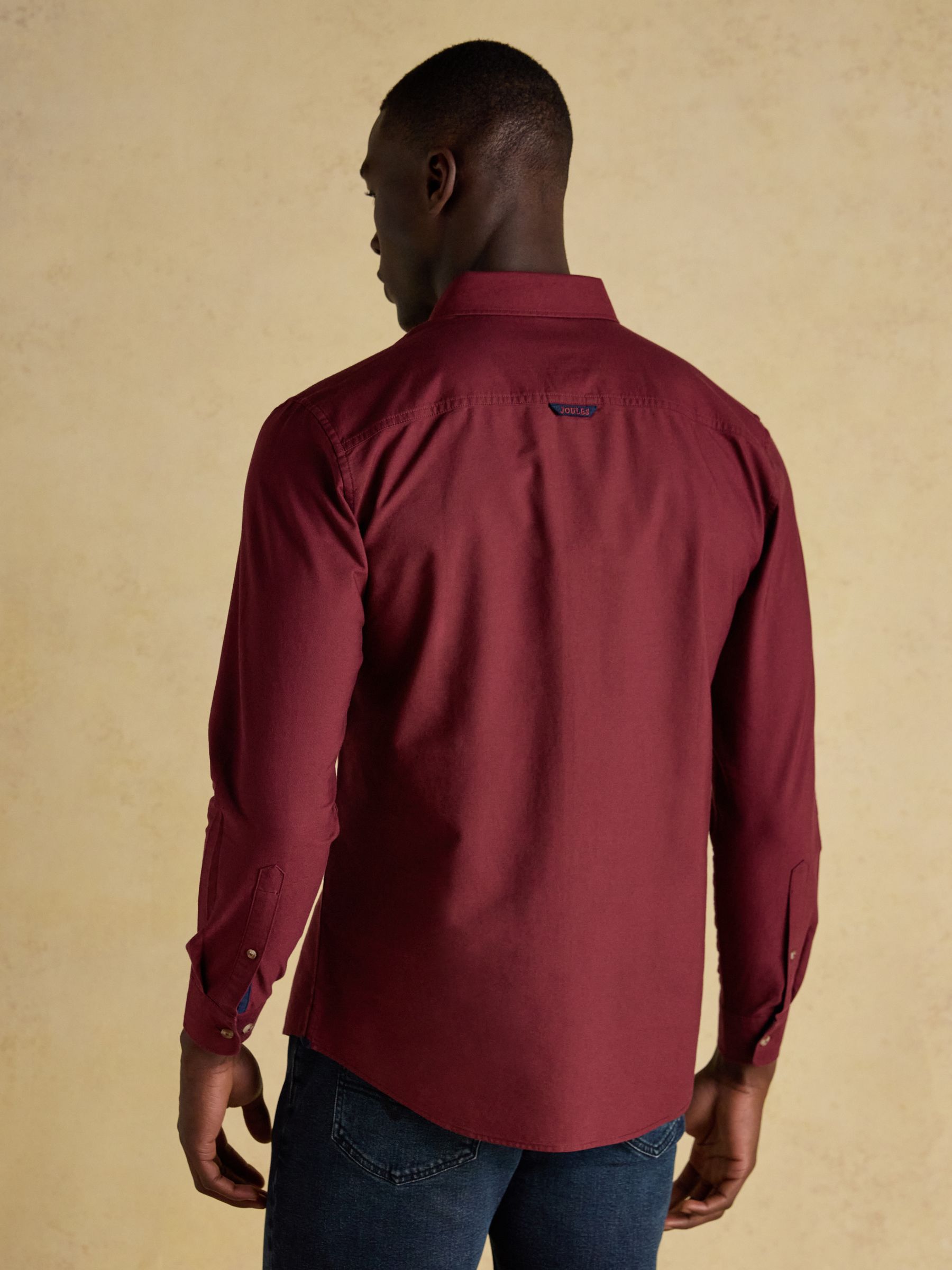 Oxford Classic Fit Burgundy Red Long Sleeve Cotton Shirt - Image 3 of 10