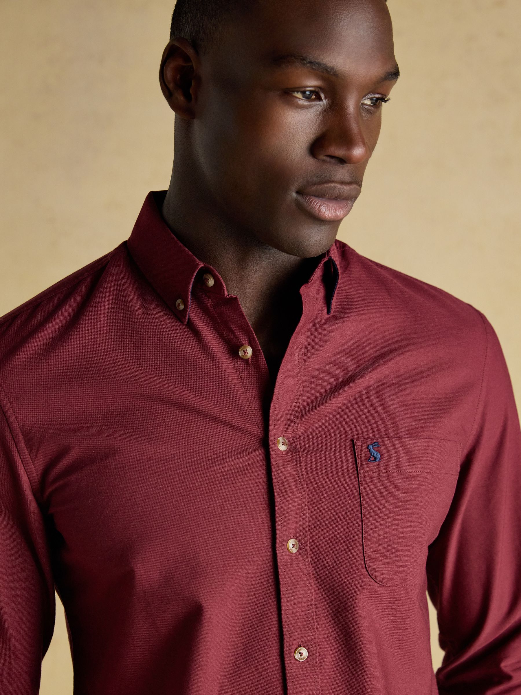 Oxford Classic Fit Burgundy Red Long Sleeve Cotton Shirt - Image 4 of 10