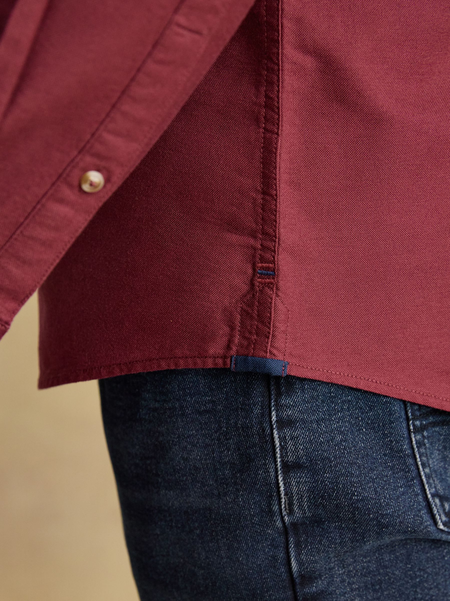 Oxford Classic Fit Burgundy Red Long Sleeve Cotton Shirt - Image 7 of 10
