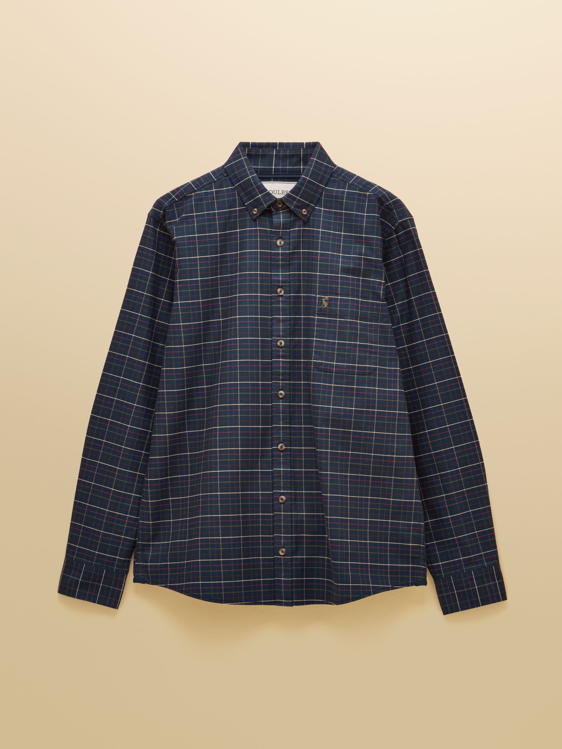 Classic Fit Navy Checked Cotton Oxford Shirt - Image 11 of 11