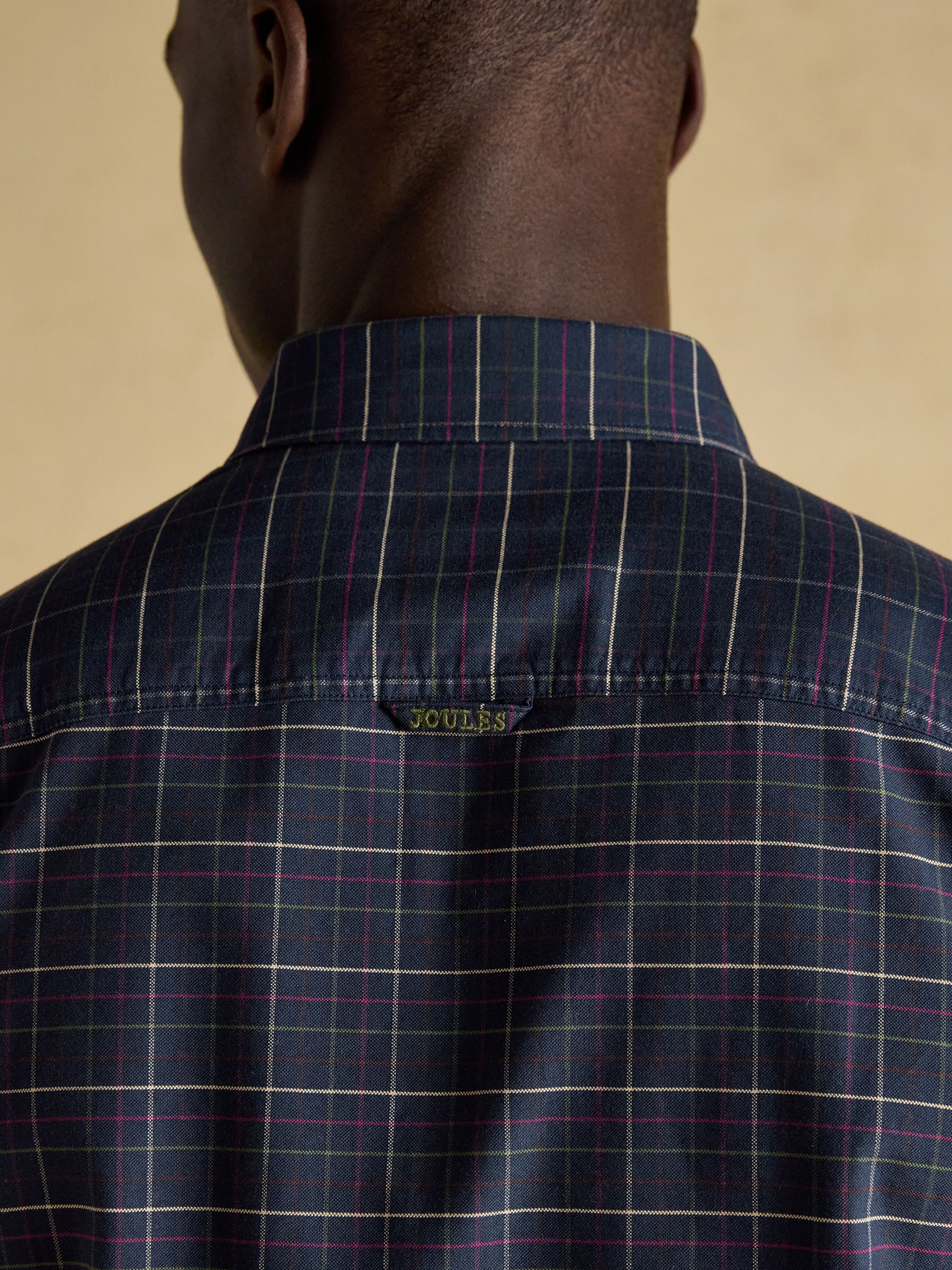 Oxford Classic Fit Navy Check Long Sleeve Cotton Shirt - Image 12 of 13