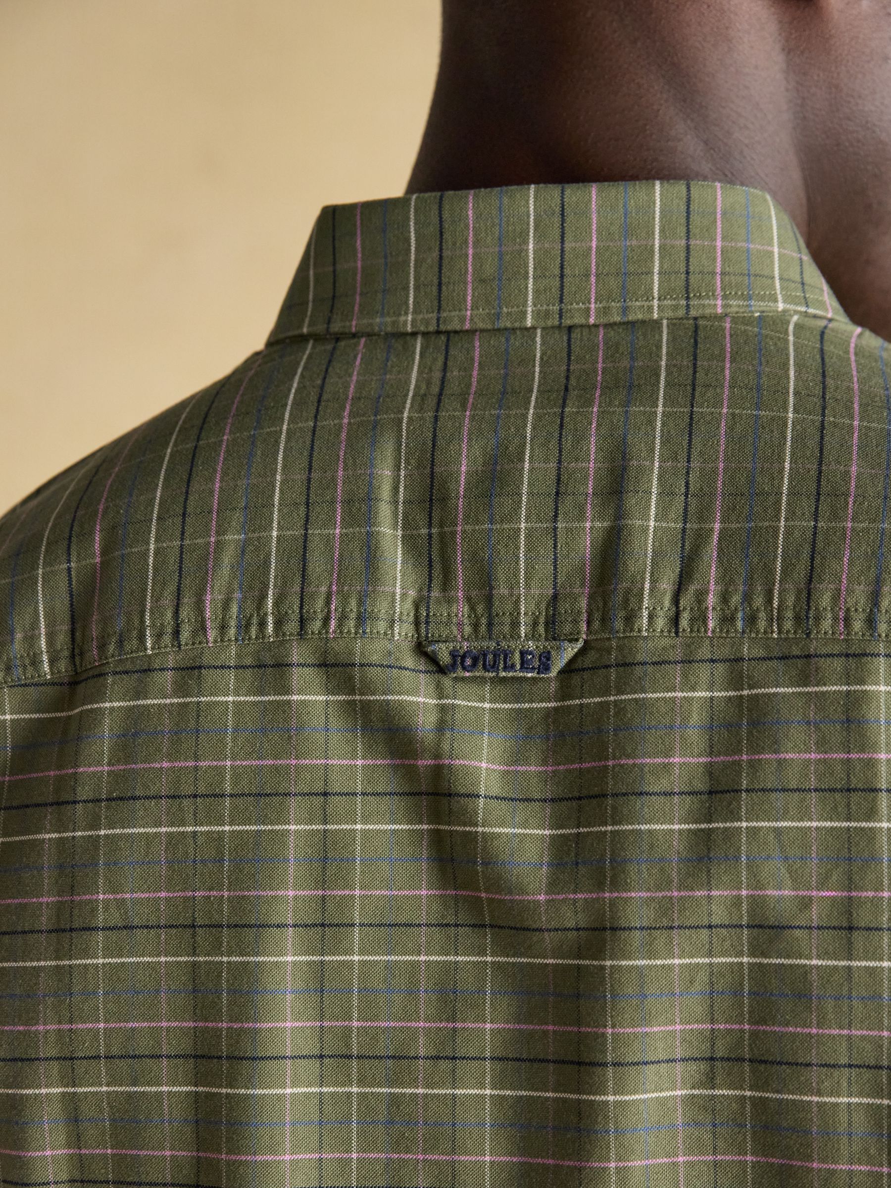 Oxford Classic Fit Khaki Green Long Sleeve Cotton Shirt - Image 10 of 13