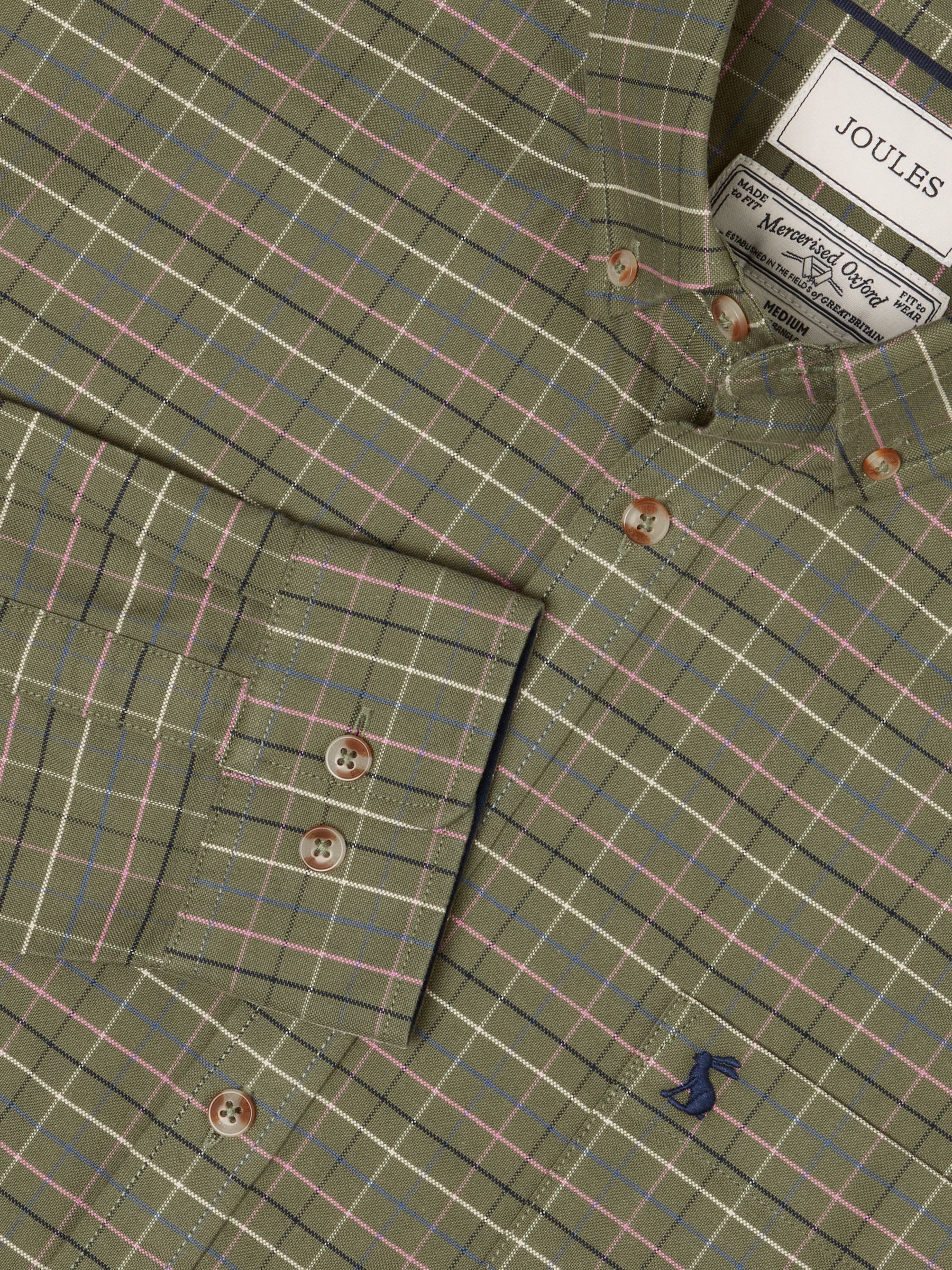 Oxford Classic Fit Khaki Green Long Sleeve Cotton Shirt - Image 3 of 13