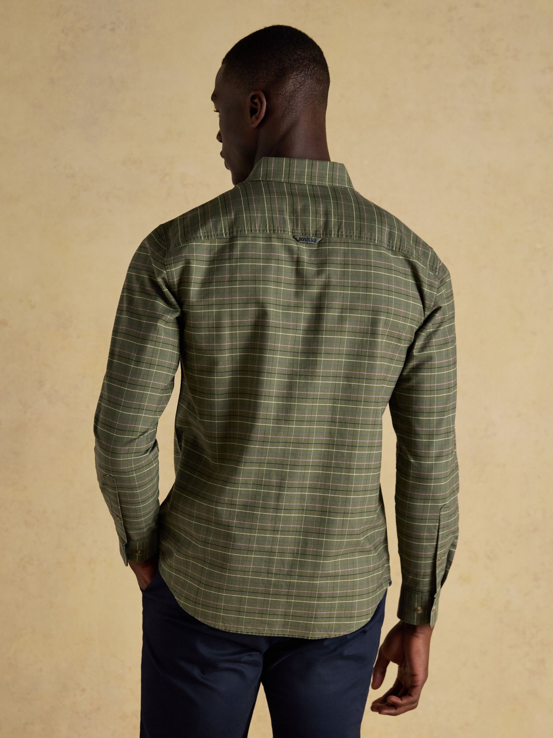 Oxford Classic Fit Khaki Green Long Sleeve Cotton Shirt - Image 5 of 13