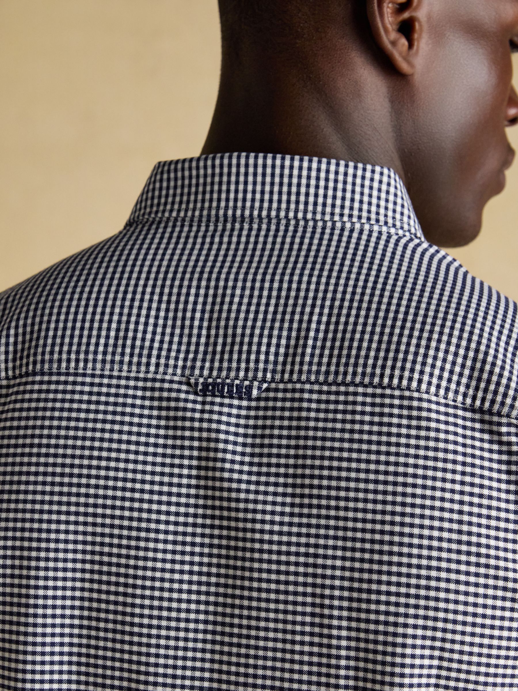 Oxford Classic Fit Navy Gingham Long Sleeve Cotton Shirt - Image 10 of 11