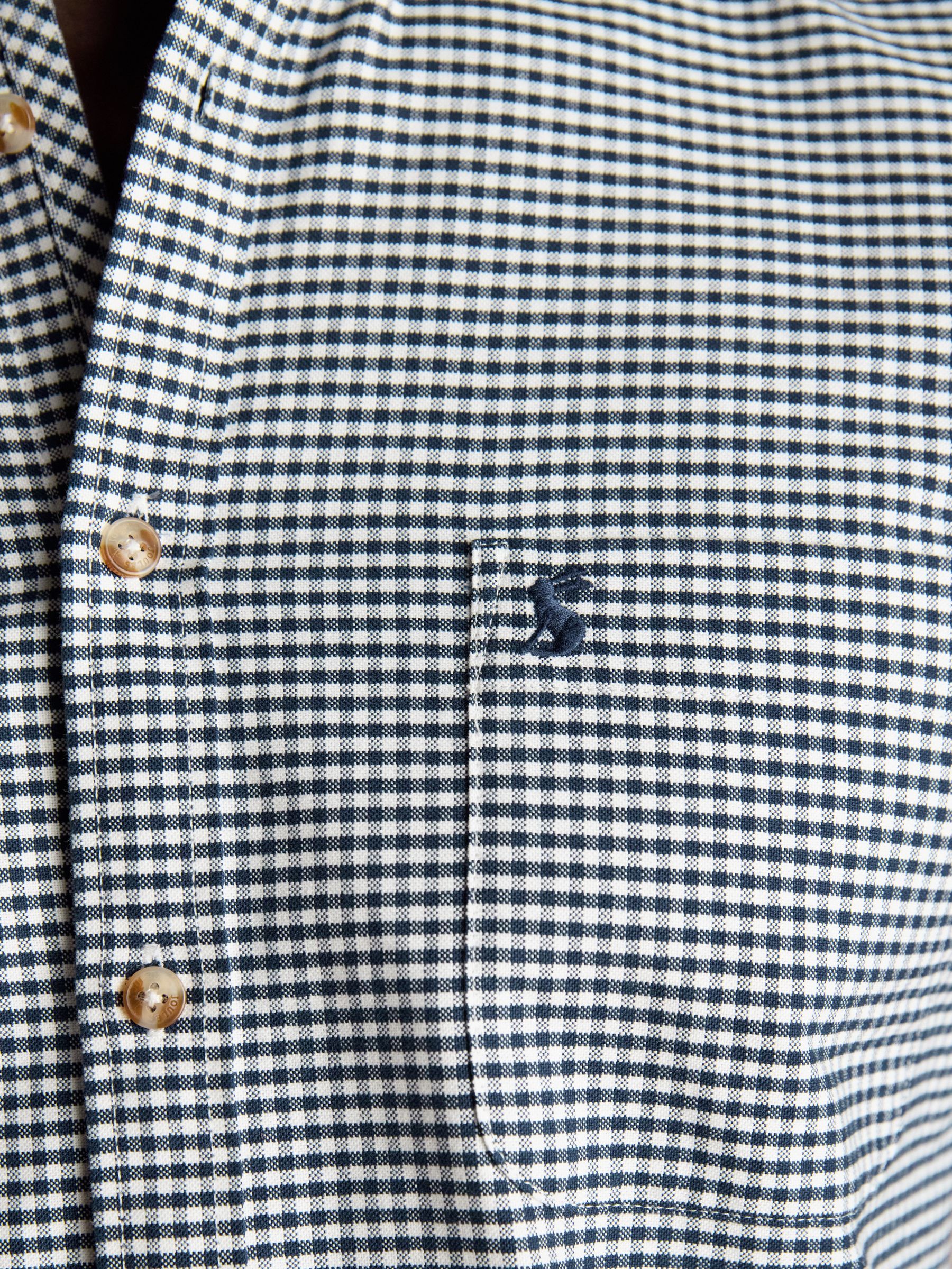 Oxford Classic Fit Navy Gingham Long Sleeve Cotton Shirt - Image 6 of 11