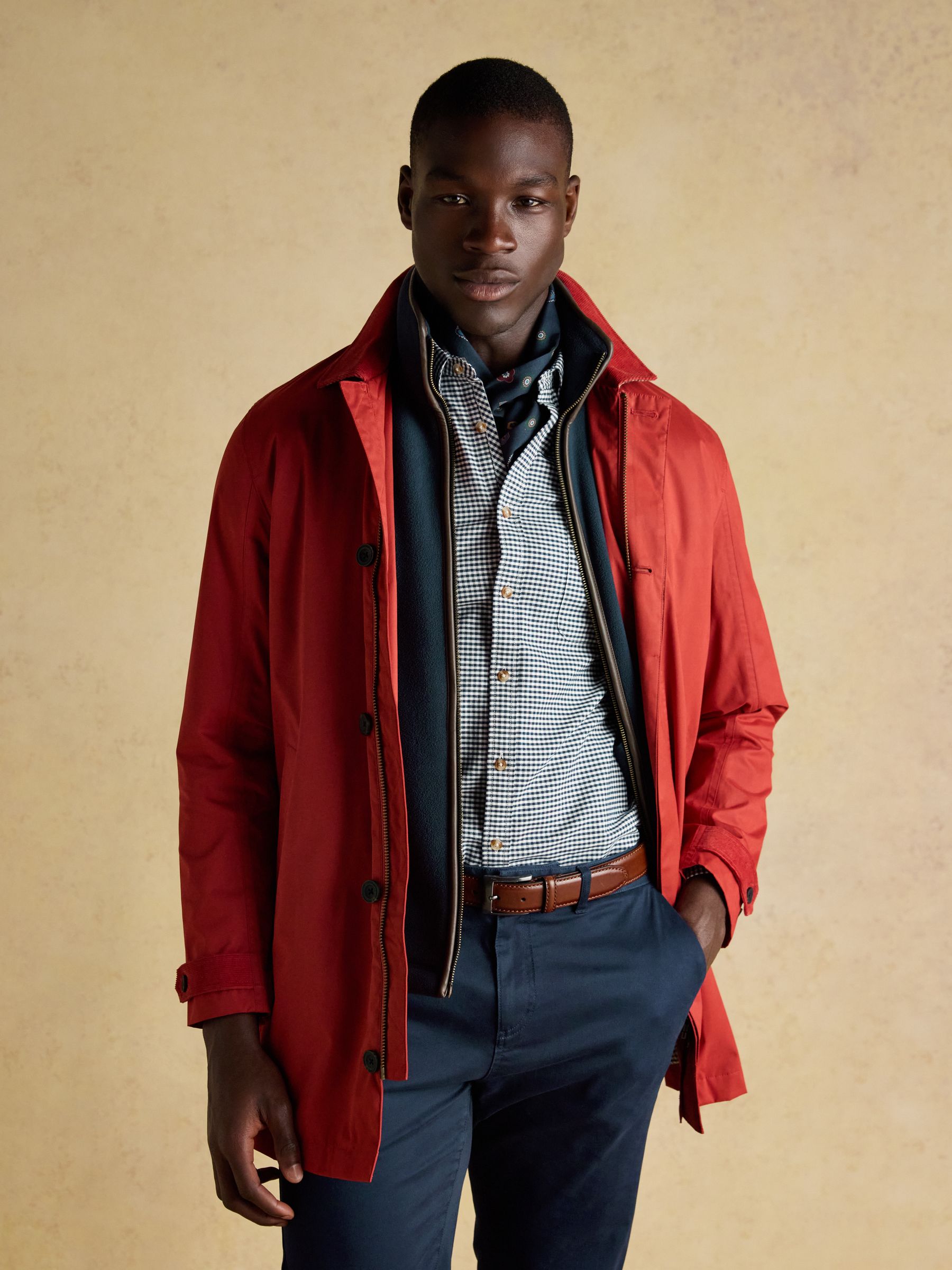 Oxford Classic Fit Navy Gingham Long Sleeve Cotton Shirt - Image 9 of 11