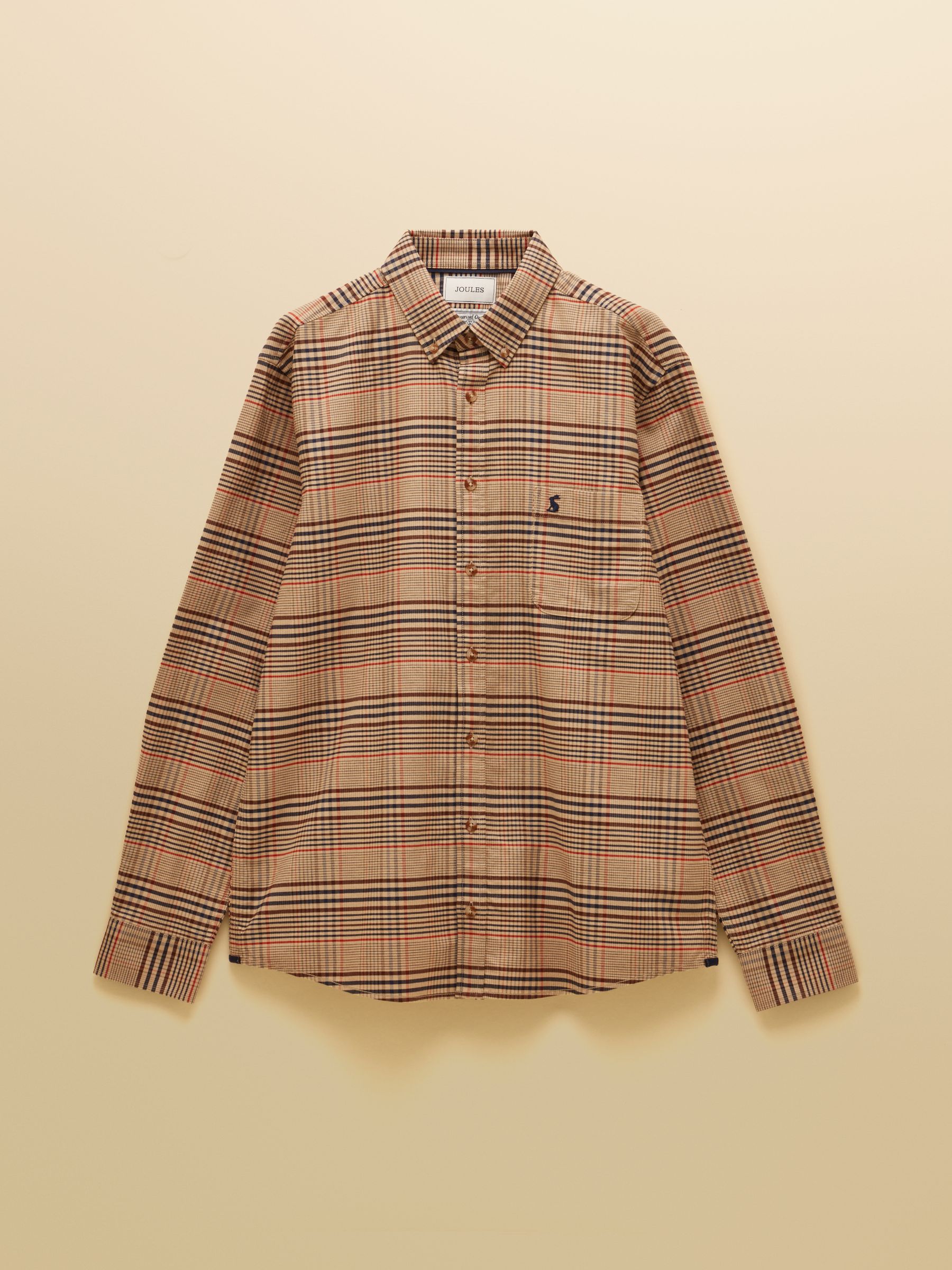 Oxford Classic Fit Brown & Orange Long Sleeve Cotton Shirt - Image 10 of 10
