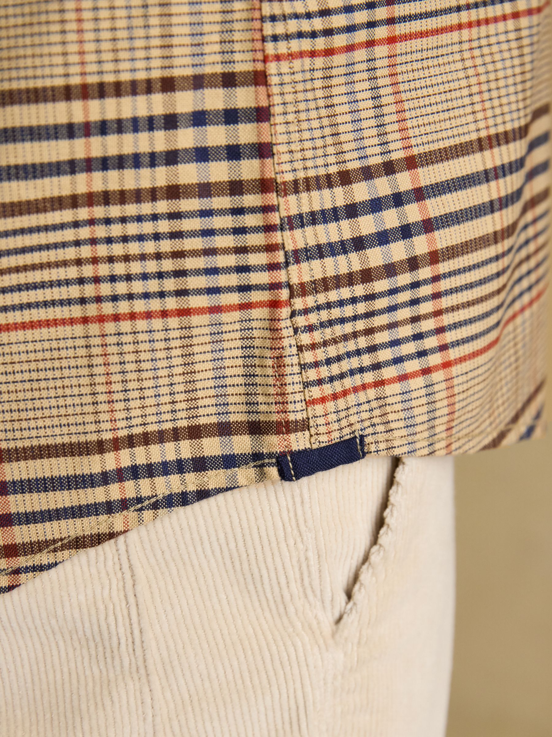 Oxford Classic Fit Brown & Orange Long Sleeve Cotton Shirt - Image 7 of 10