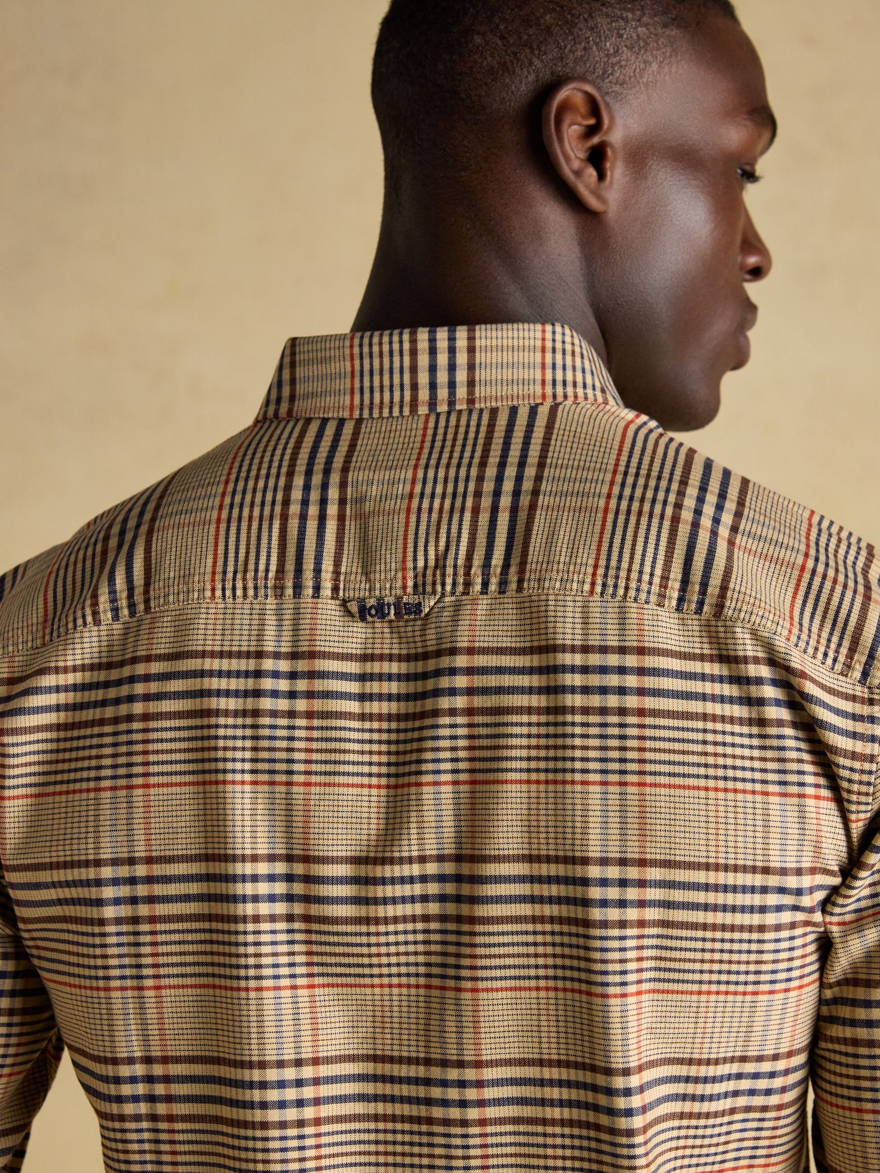 Oxford Classic Fit Brown & Orange Long Sleeve Cotton Shirt - Image 9 of 10