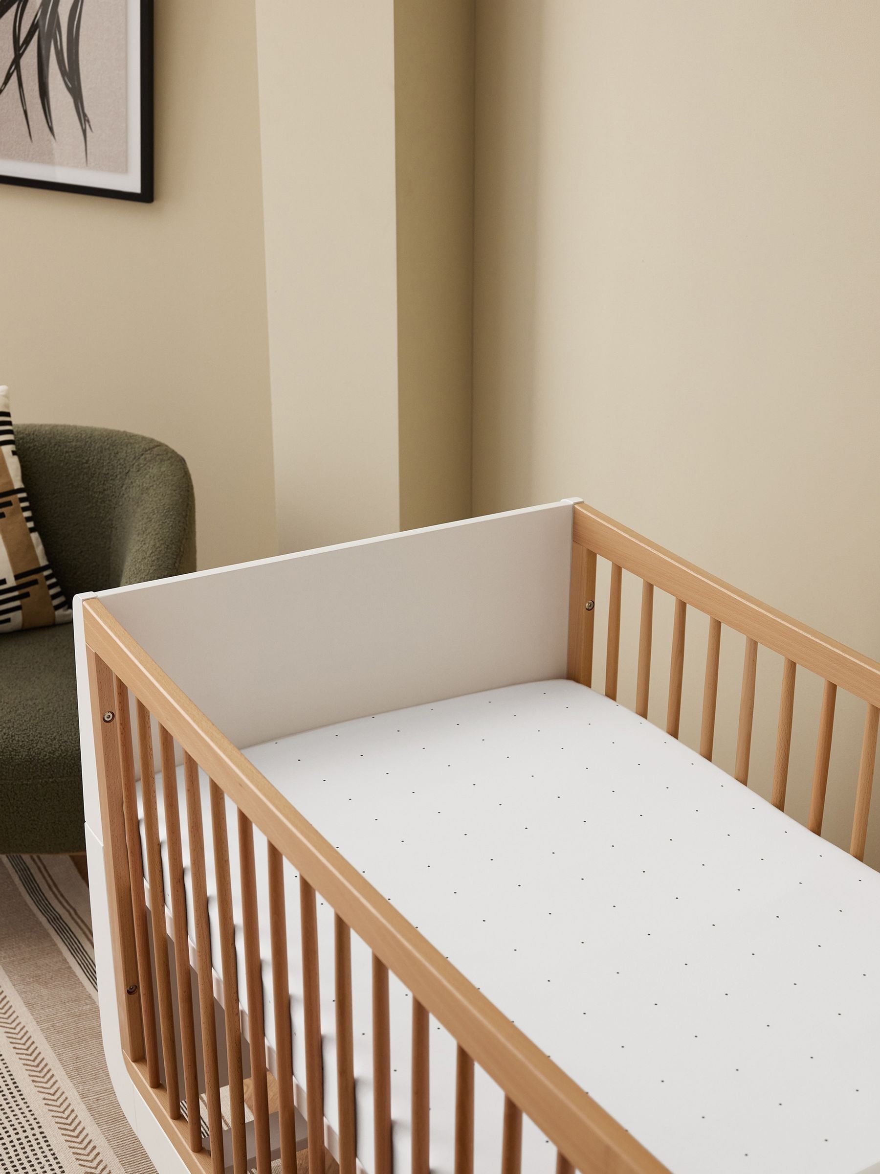 Snuz White Dot Twin Pack Cotbed Sheets - Image 1 of 3