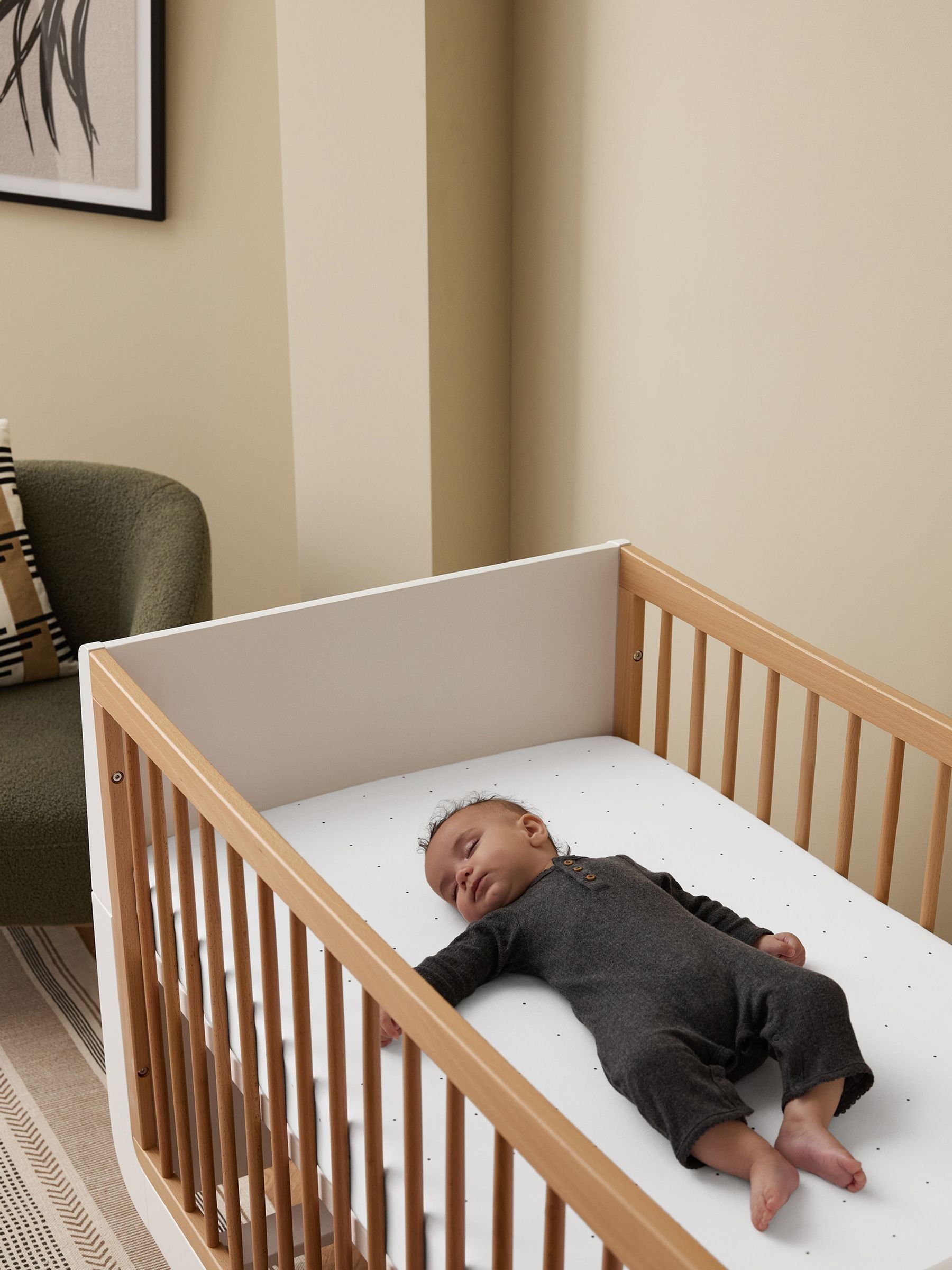 Snuz White Dot Twin Pack Cotbed Sheets - Image 2 of 3