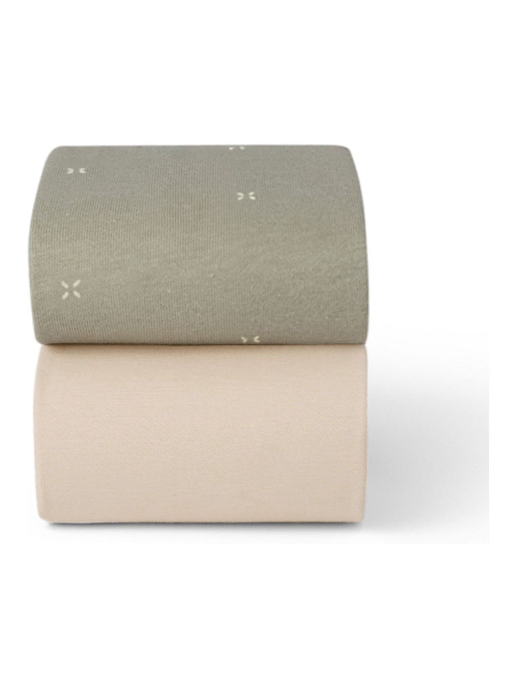 Snuz Sage Cross Twin Pack Cotbed Sheets - Image 3 of 3
