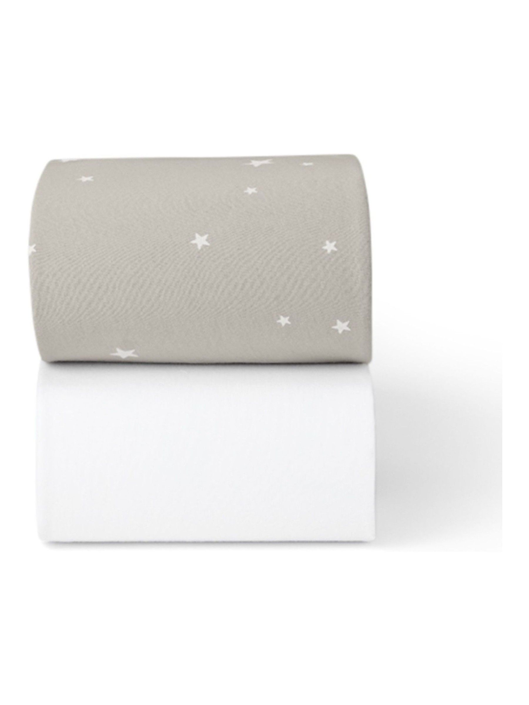 Snuz Grey Star Twin Pack Cotbed Sheets - Image 3 of 3