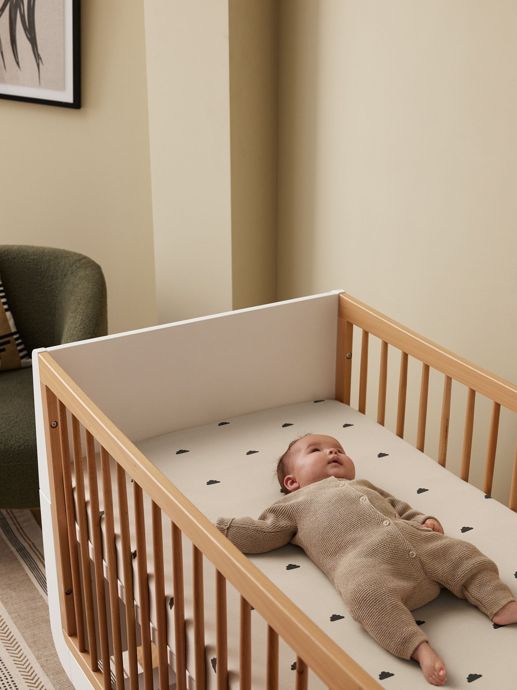 Snuz Sand Cloud Twin Pack Cotbed Sheets - Image 2 of 3