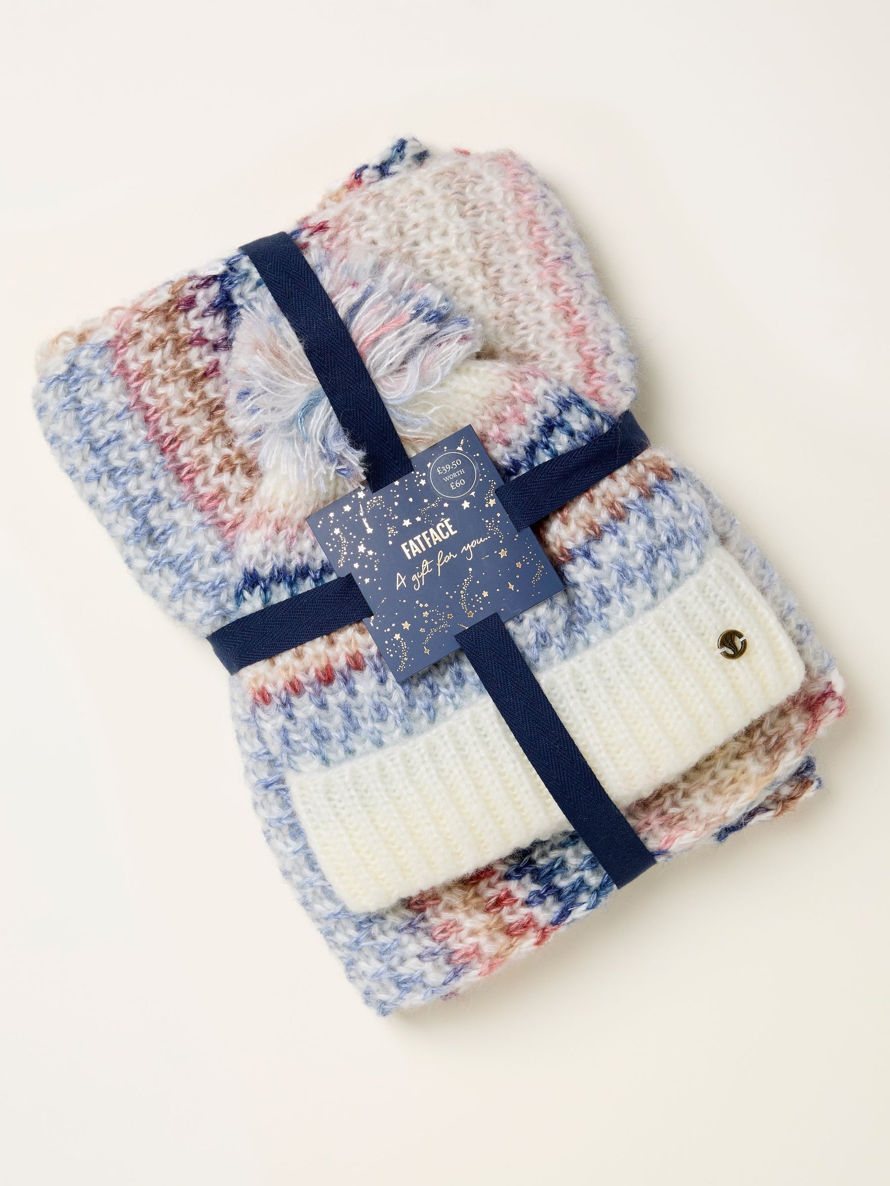 Blue Spacedye Bobble Hat and Snood Gift Set - Image 2 of 2