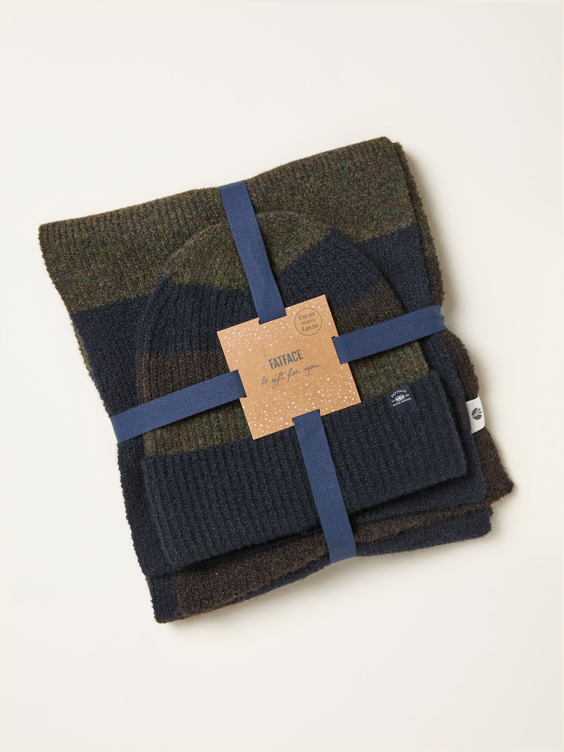Chocolate Brown Colour Block Hat and Scarf Gift Set - Image 1 of 3