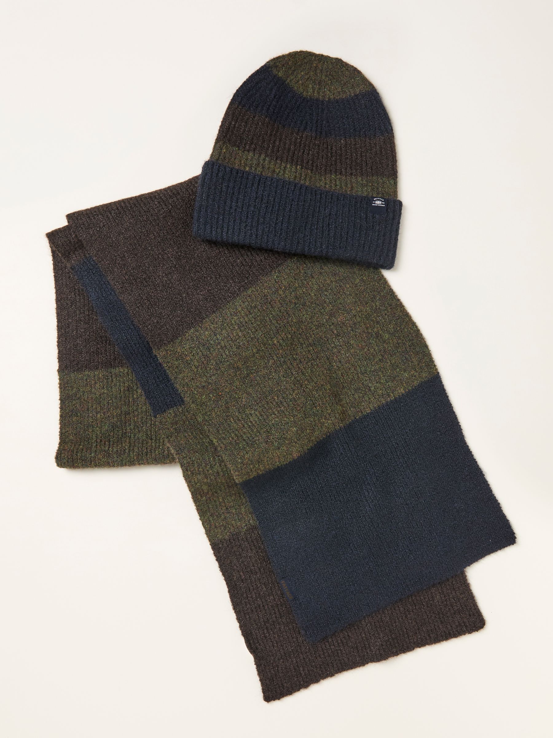 Chocolate Brown Colour Block Hat and Scarf Gift Set - Image 2 of 3