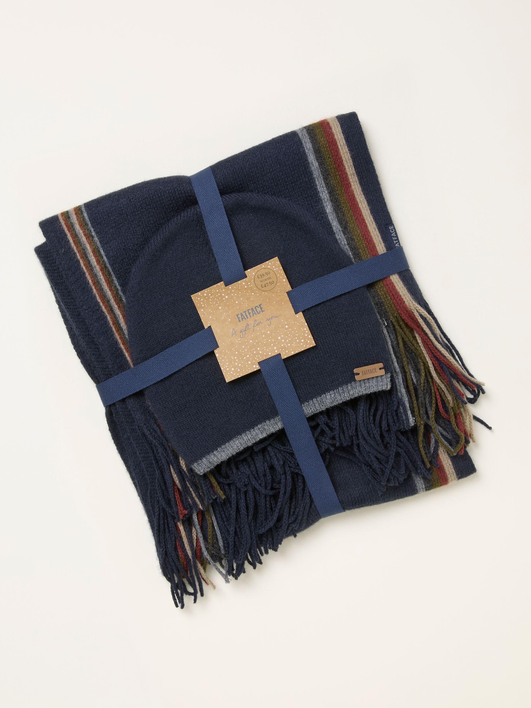 Navy Hat and Stripe Scarf Gift Set - Image 1 of 3
