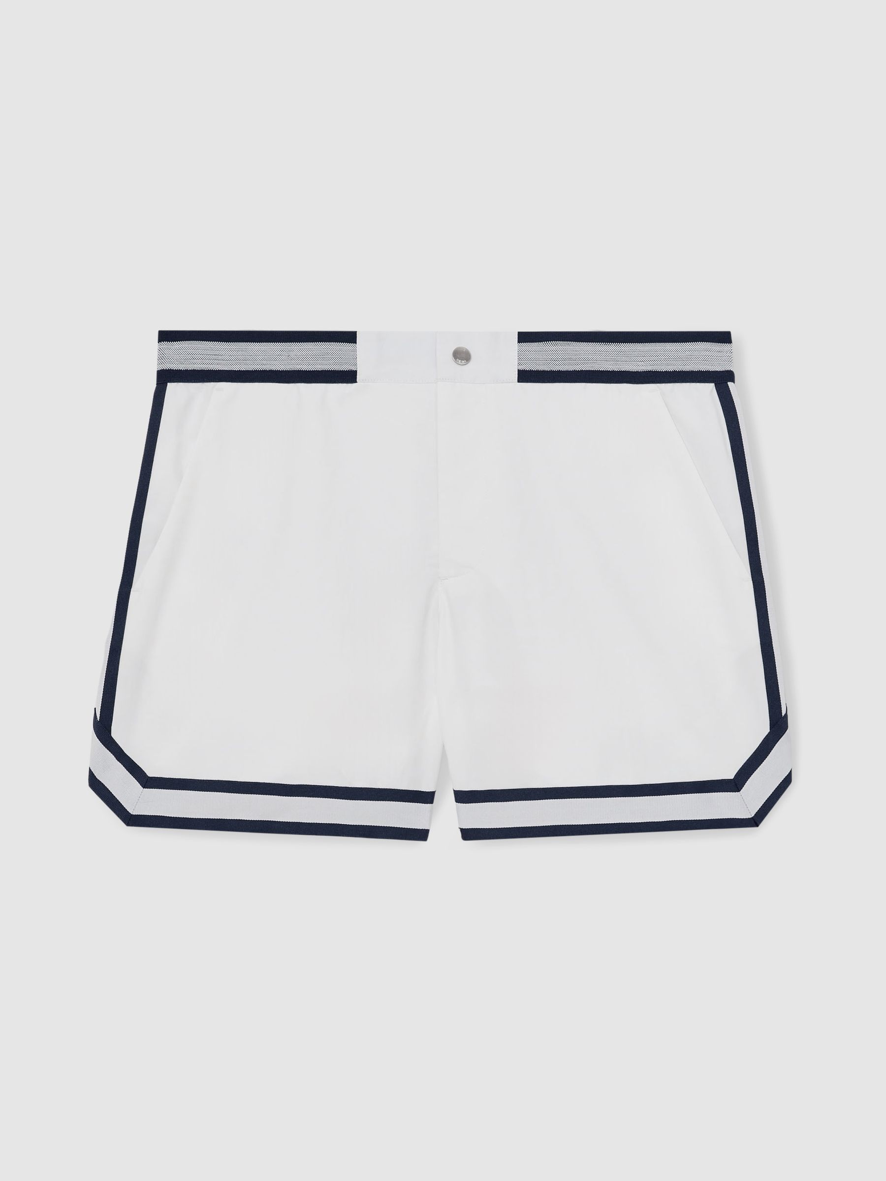 Reiss | Ché Stripe-Trim Swim Shorts in White - Image 2 of 6