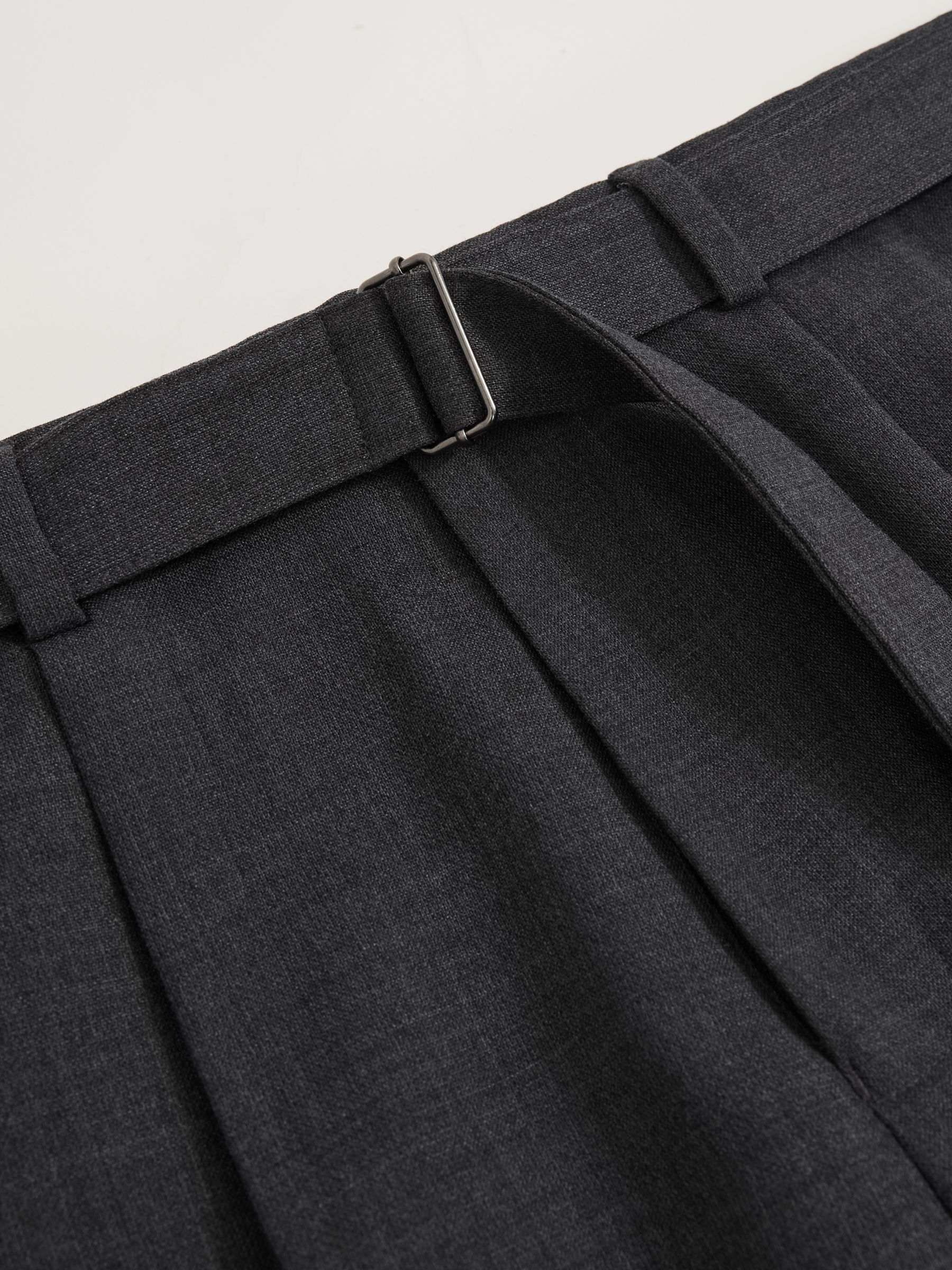 Wool-Blend Belted Pleated Trousers Regular-Fit in Charcoal Grey - Image 6 of 6