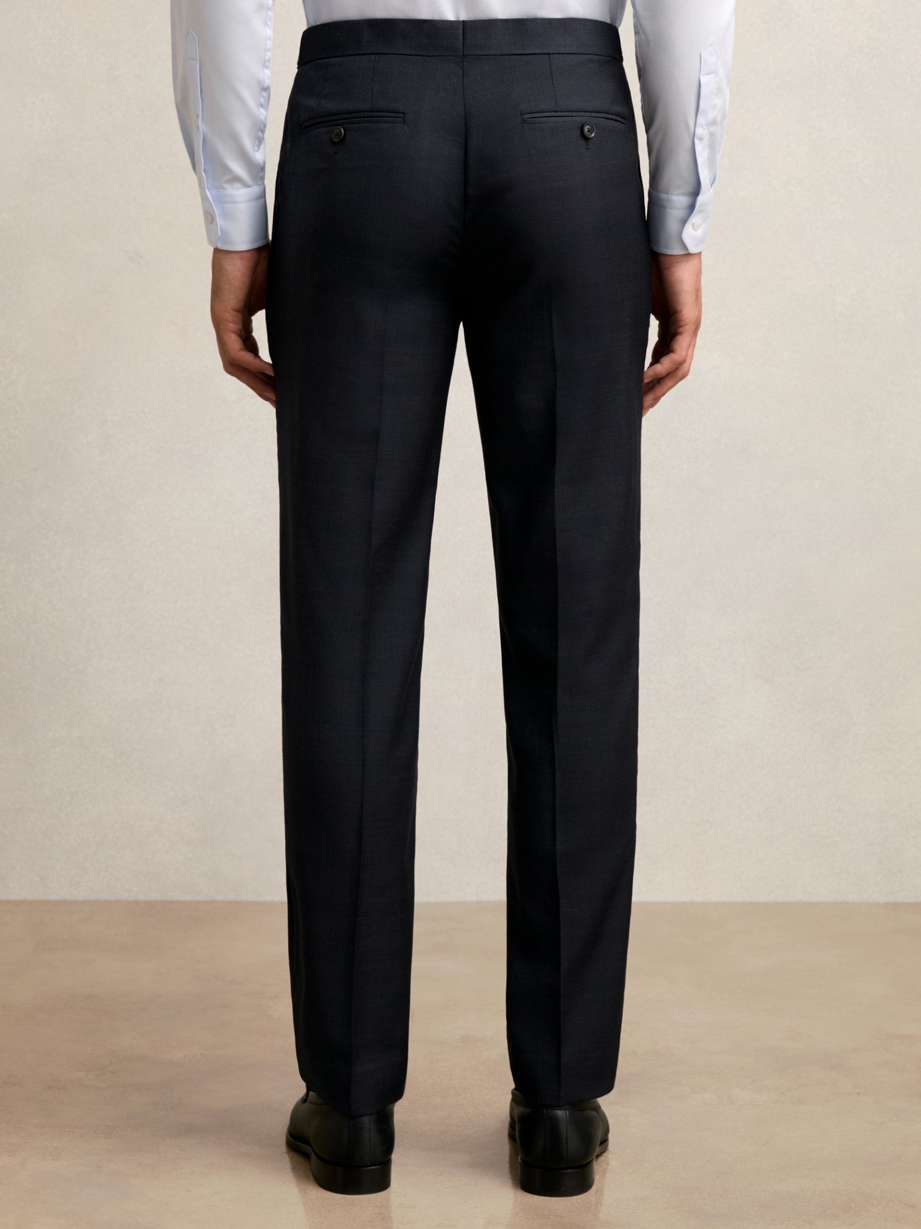 Wool Check Slim-Fit Suit Trousers in Navy - Image 6 of 7
