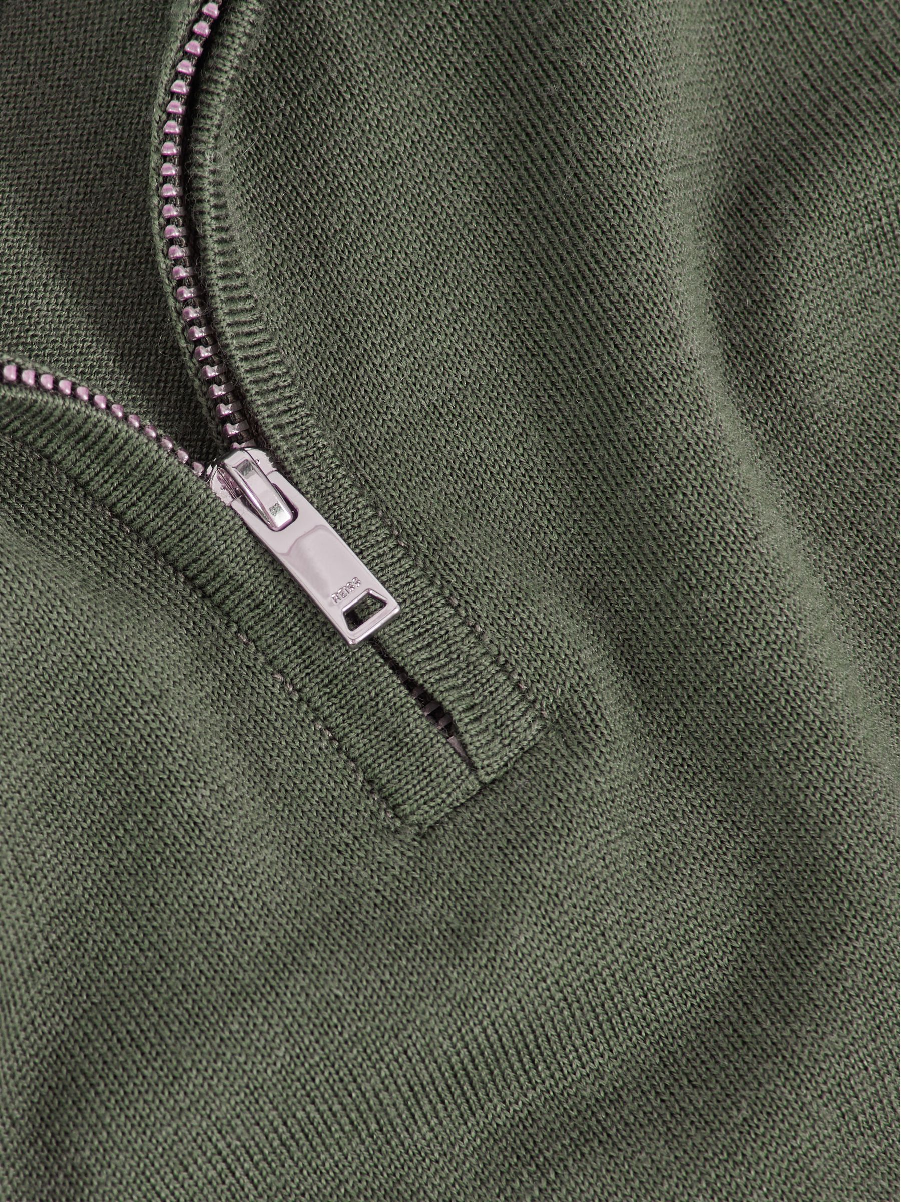 9-13 yrs Merino Wool Half-Zip Funnel Neck Jumper in Kale Green - Image 4 of 4