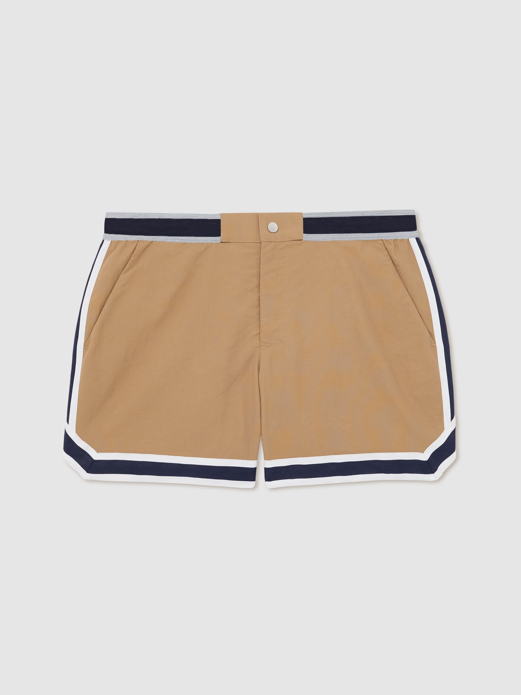 Reiss | Ché Stripe-Trim Swim Shorts in Camel - Image 2 of 6